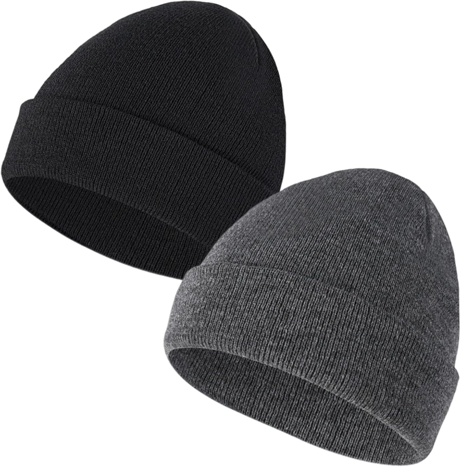 Fiohiros 2 Pack Kids Beanie, Baby Toddler Beanie, Warm Soft Stretchy Unisex Knit Winter Hat for Boys, Girls 3-17 Years
