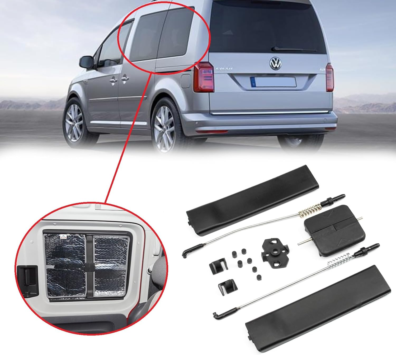 Twowinds Repair Side Sliding Window Compatible with VW Caddy III MK3 (2003-2014) 2K0847790, 2K0847789 Window Handle image number 4