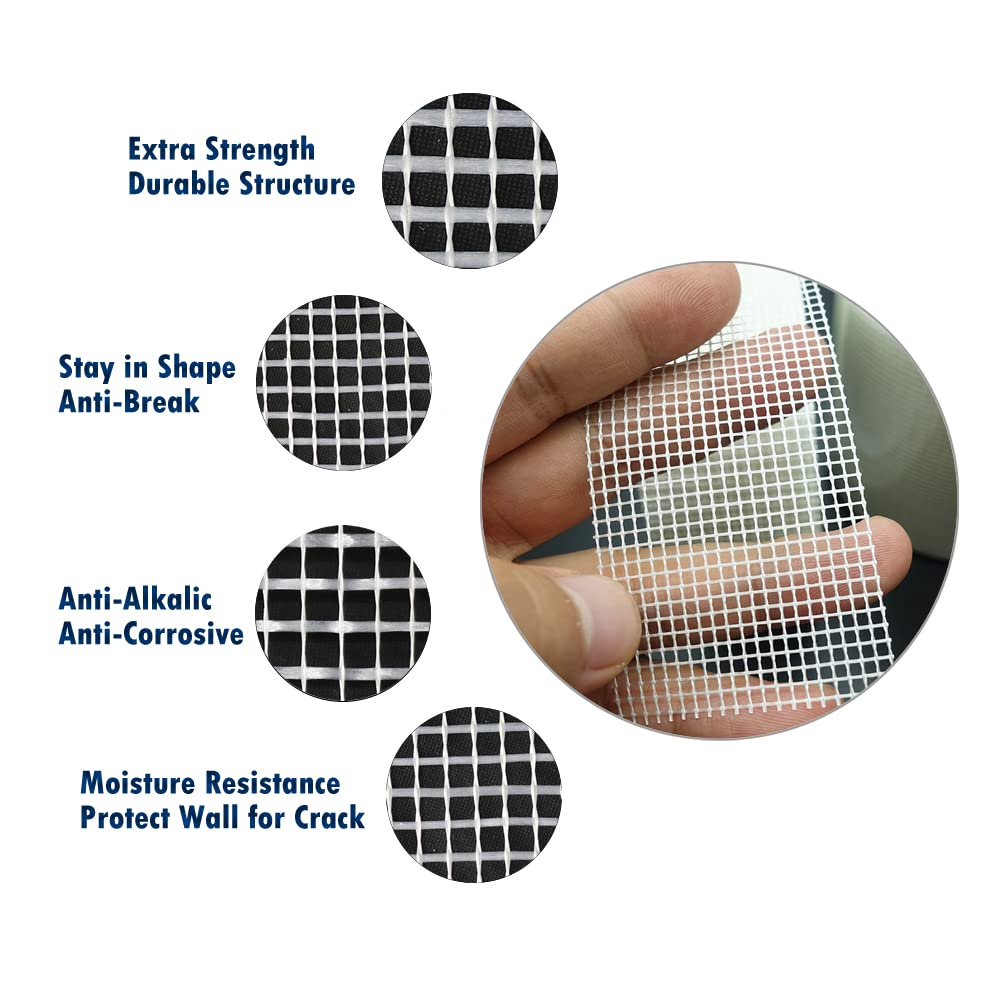 LLPT Drywall Repair Fiberglass Tape 4&rdquo; X 100 Feet Industrial Grade Extra Strength Fiber Mesh Heavy Duty Self Adhesive for Seam Patch Wall Crack Seam Repair Color White (DRF410) image number 4