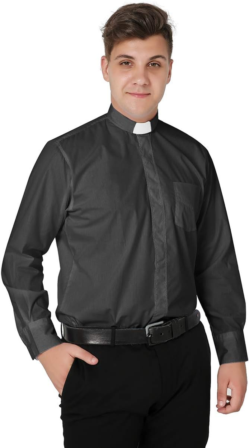 Ivyrobes Mens Tab-Collar Long Sleeves Clergy Shirt 4 Colours