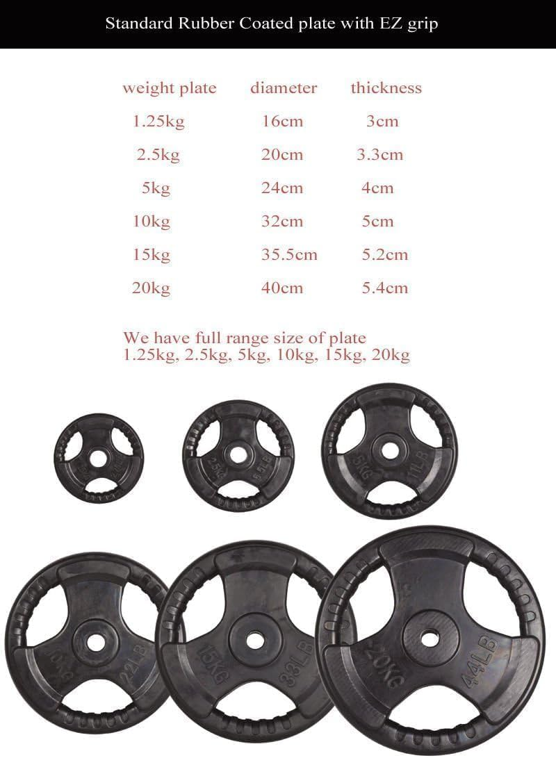 Standard Weight Plate for Dumbbell and Barbell - Premium Quality Weighted Rubber Coated Plates Gym Equipment Accessories Body Building, Weightlifting, Crossfit, Fitness & Sports