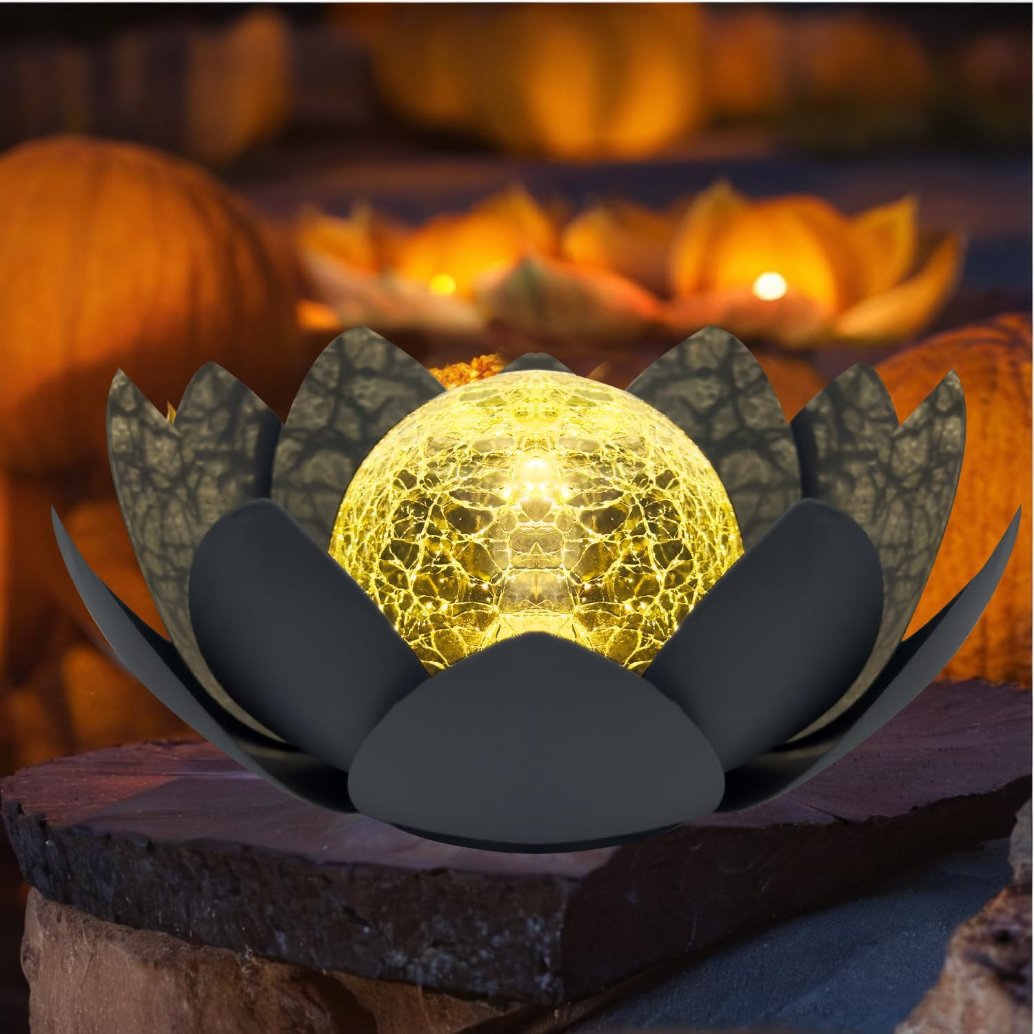 Kyduu Outdoor Retro Lotus Lamp, Solar Powered, Purple, Metall, LED, Waterproof, Floor Lamp