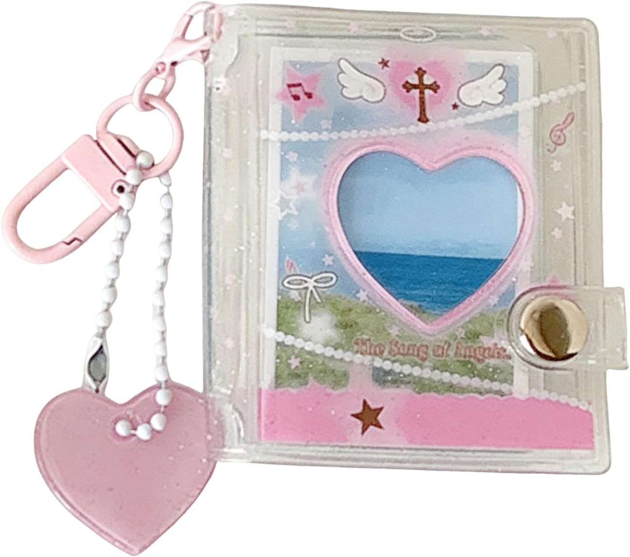 Keychain Photo Frame - Small Double-Sided 12-Pockets Keyring | 2 Inch Photos Storage Holder Keychain,For Wedding Birthday School Travel Office Luggage Backpack Wallet Handbag Kids Adults