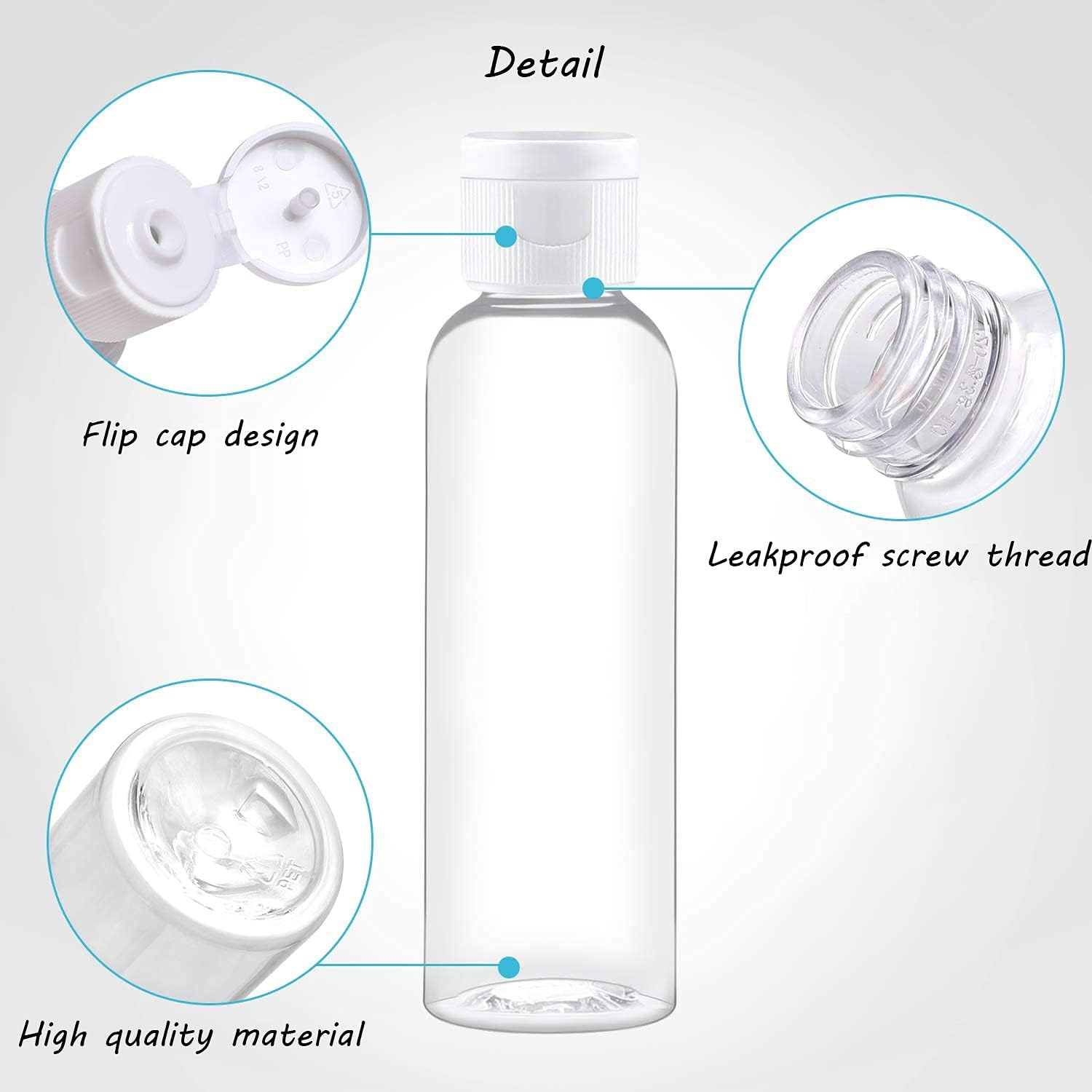 5 PCS 100Ml Plastic Empty Bottles with Top Flip Cap Empty Refillable Cosmetic Bottles for Lotion Shampoo Body Soap Toner Travel Containers image number 5