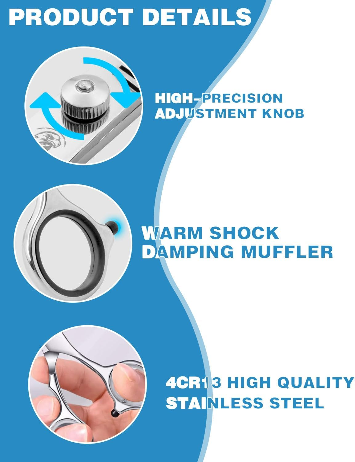 KEMUZ Hairdressing Scissors - Professional Hair Cutting Scissors - Premium Scissors Hair Cutting with Comb and Leather Case - Hair Scissors, for Men, Women, Adults, Beard Scissors, Hair Scissors image number 5