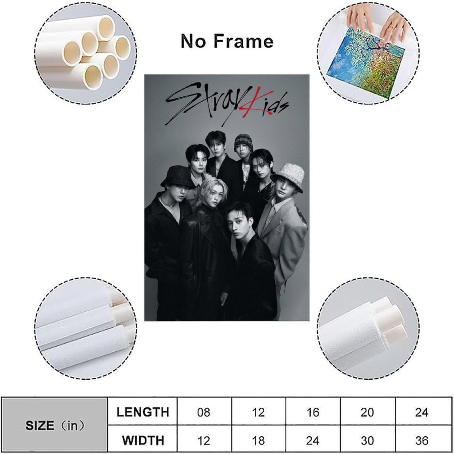 Kpop Stray Kids Poster Vintage Poster Canvas Painting Wall Art Picture Home Decor Print for Bedroom Living Room Dorm Study Bar Office 12X18Inch(30X45Cm) image number 5