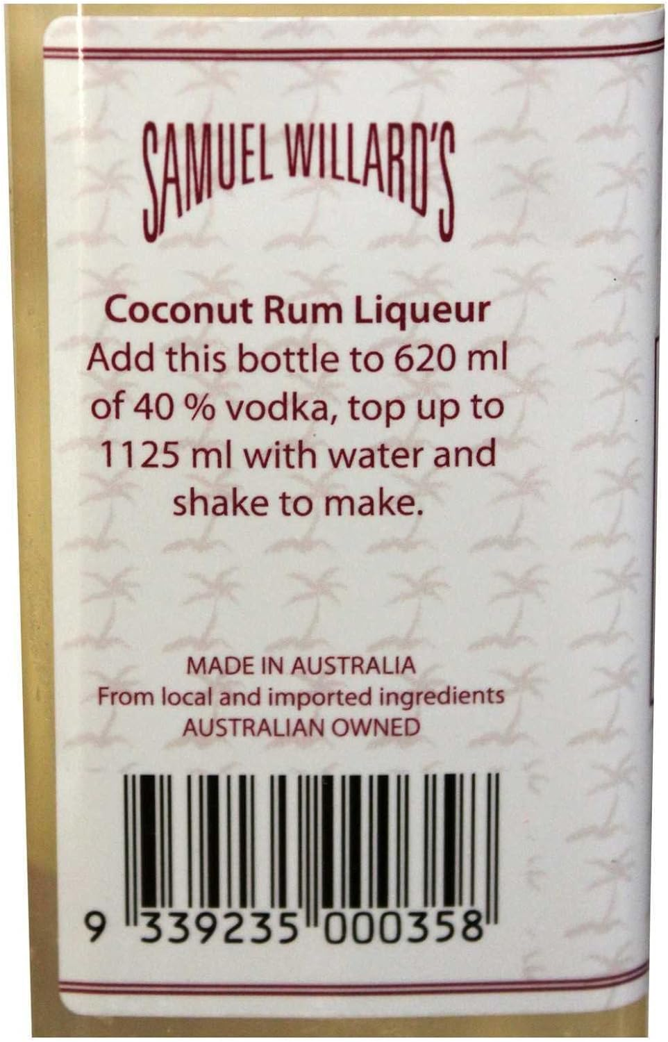 Samuel Willards Pre-Mix Coconut Rum Liqueur 375Ml Home Brew