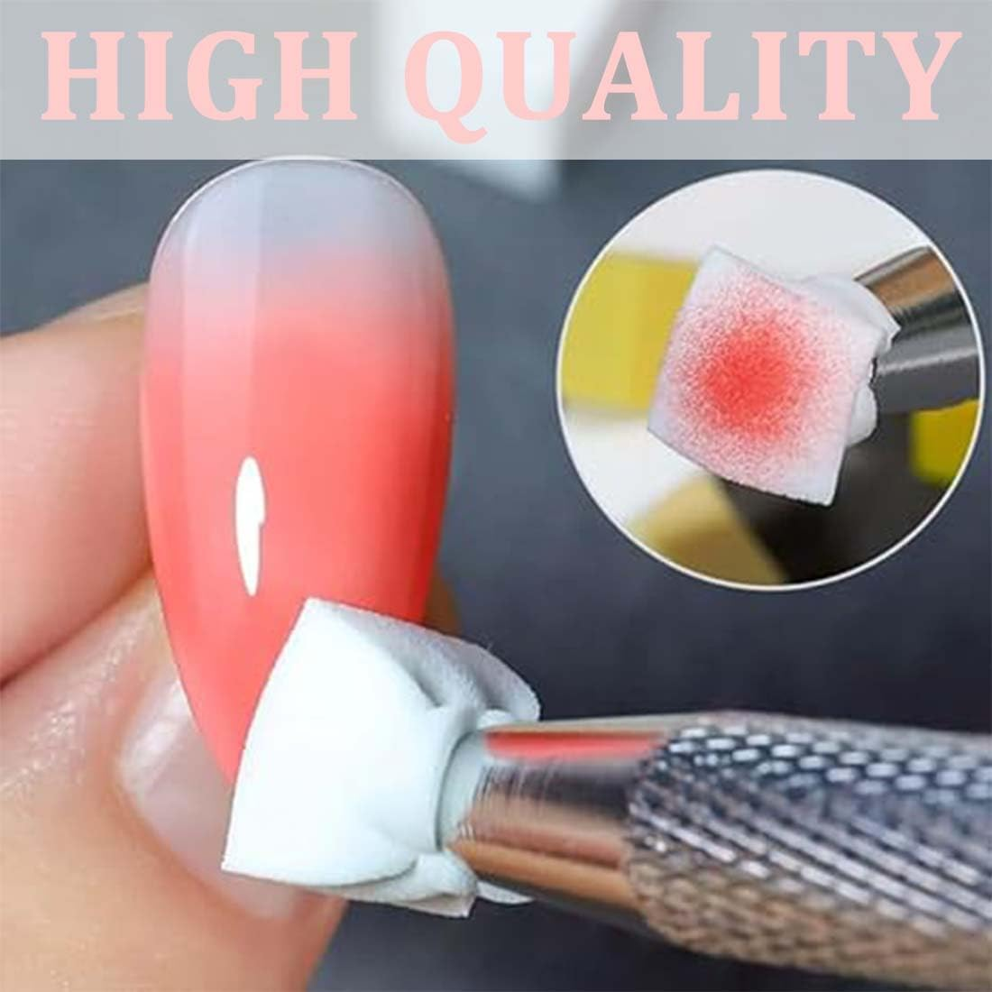 EYVRPAU 50 Pack Nail Art Sponges with Metal Clamp, Sponge Brush Applicator, Sponge Nail Brush, Nail Art Accessories, Sponge Brush, Ombre Nail Art Pattern image number 3