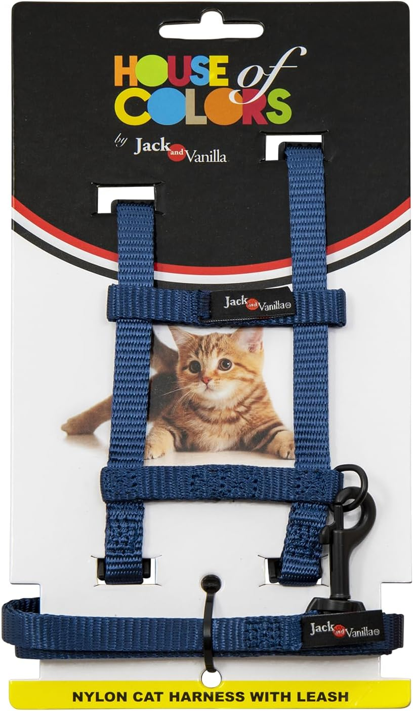 JACK and VANILLA, Ergonomic Cat Harness with Lead, Durable Nylon, Adjustable for Optimal Comfort, Modern Design, Colour Yellow, Size 10 Mm X 120 Cm, Nylon Model