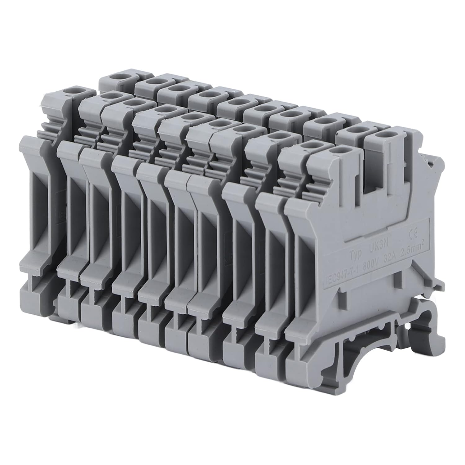 EVTSCAN 100Pcs 800V 32A High Current Screw Terminal Blocks, DIN Rail Mount, PA66 Housing with Copper Alloy Terminal, -20&deg;C to 140&deg;C, for Industrial Control Panel and Electrical Cabinet image number 4