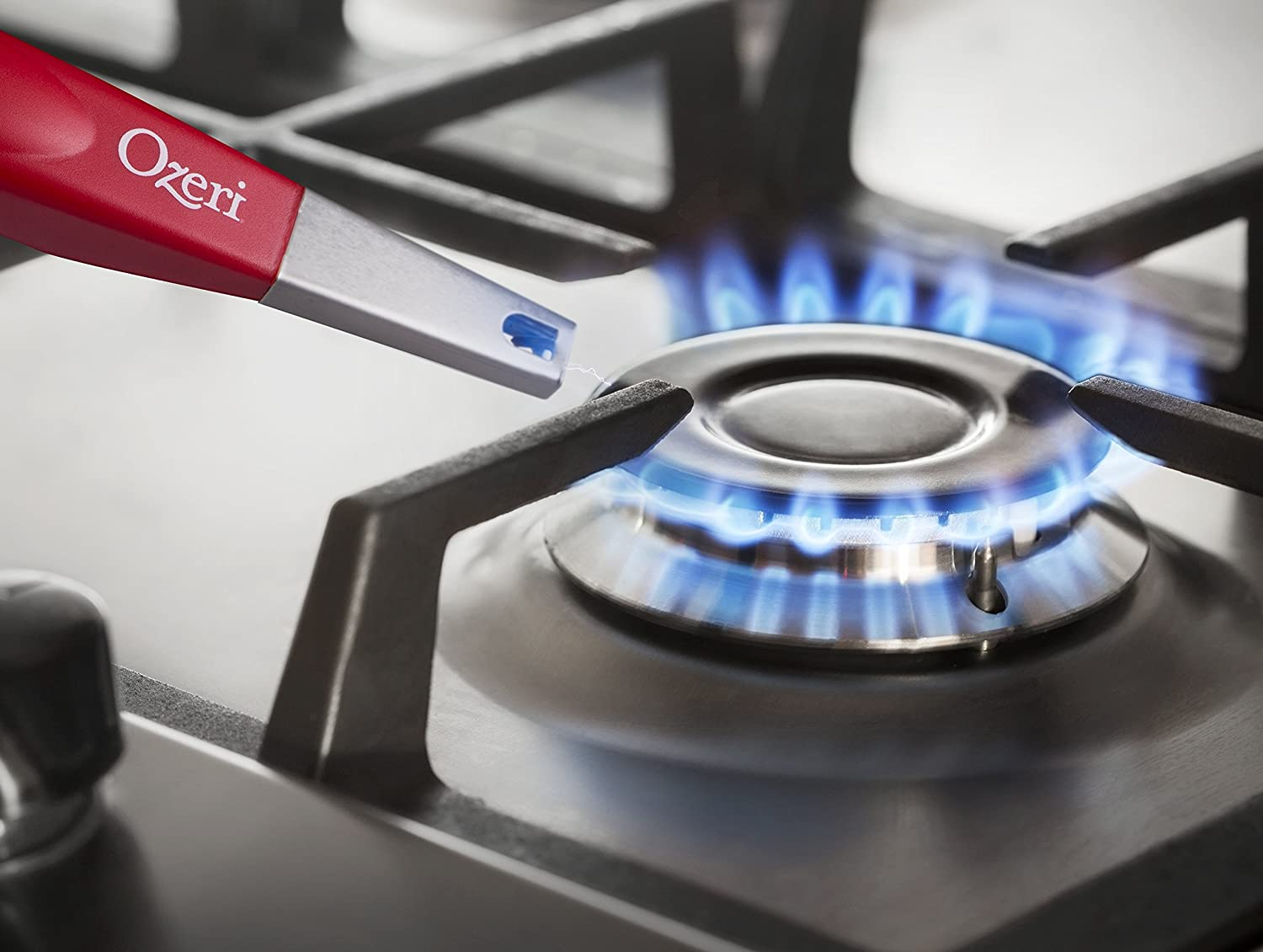 Ozeri OPL-R Piezoelectric Kitchen Stove Lighter, Flameless, Red - Black image number 3