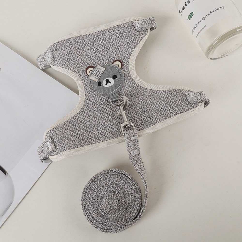 Norhogo Rabbit Harness, Adjustable Rabbit Lead, Rabbit Harness Accessories for Rabbits, Cats, Small Animals, 27-35 Cm, 1.20 M (S, Grey)