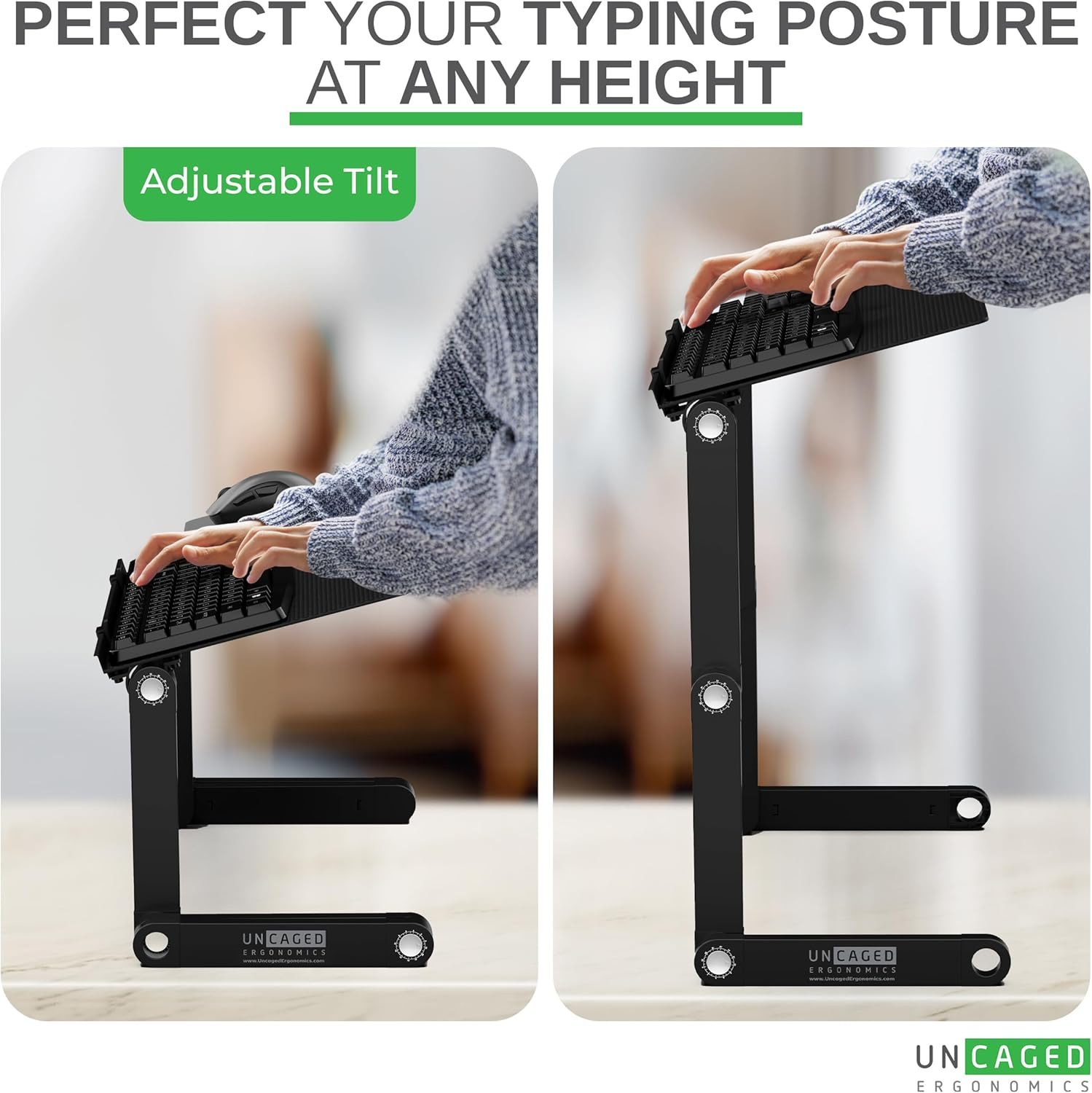 Workez Adjustable Computer Keyboard Stand for Desk, Keyboard & Mouse Stand, Ergonomic Keyboard Stand for Desktop, Computer Keyboard Riser for Desk - Black image number 2
