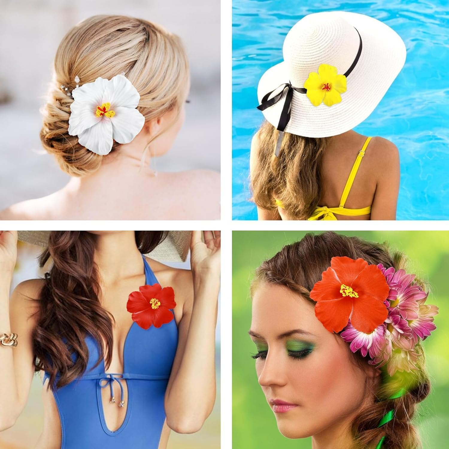 Bohemian Flower Hair Clips, 8Pcs Hawaiian Beach Flower Hair Pins Clips, Bohemian Flower Hair Clips for Women image number 6