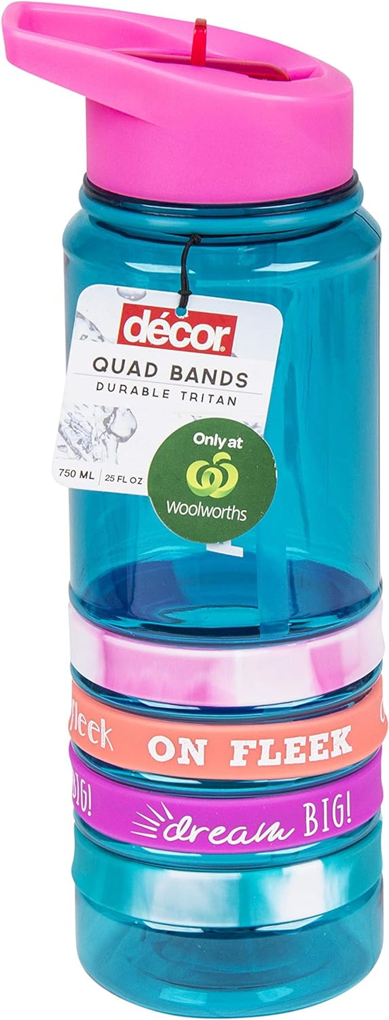Decor Quad Band Water Bottle Tritan, 750 Ml, Assorted