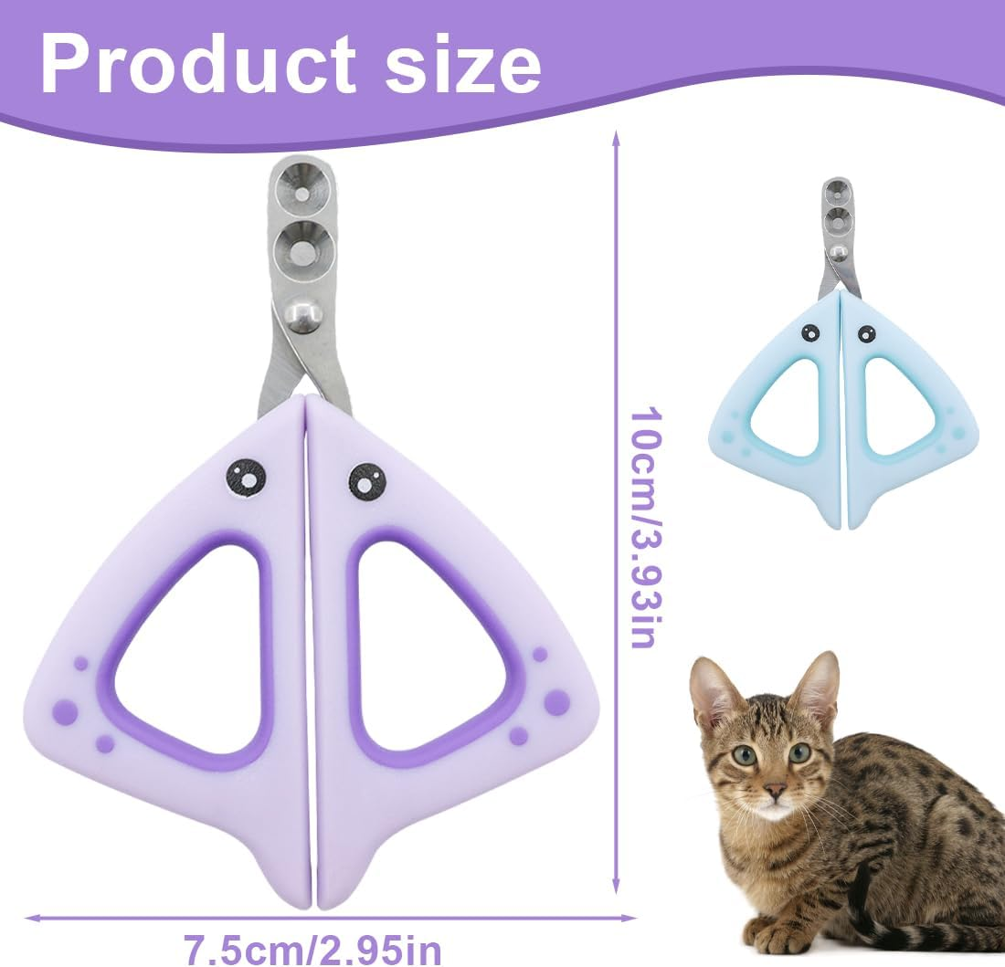 CPJJ Pack of 2 Cat Nail Clippers, Cat Claw Scissors, with 2 Mm and 4 Mm Conical Hole, Nail Clippers for Pet Cats, A, D image number 2