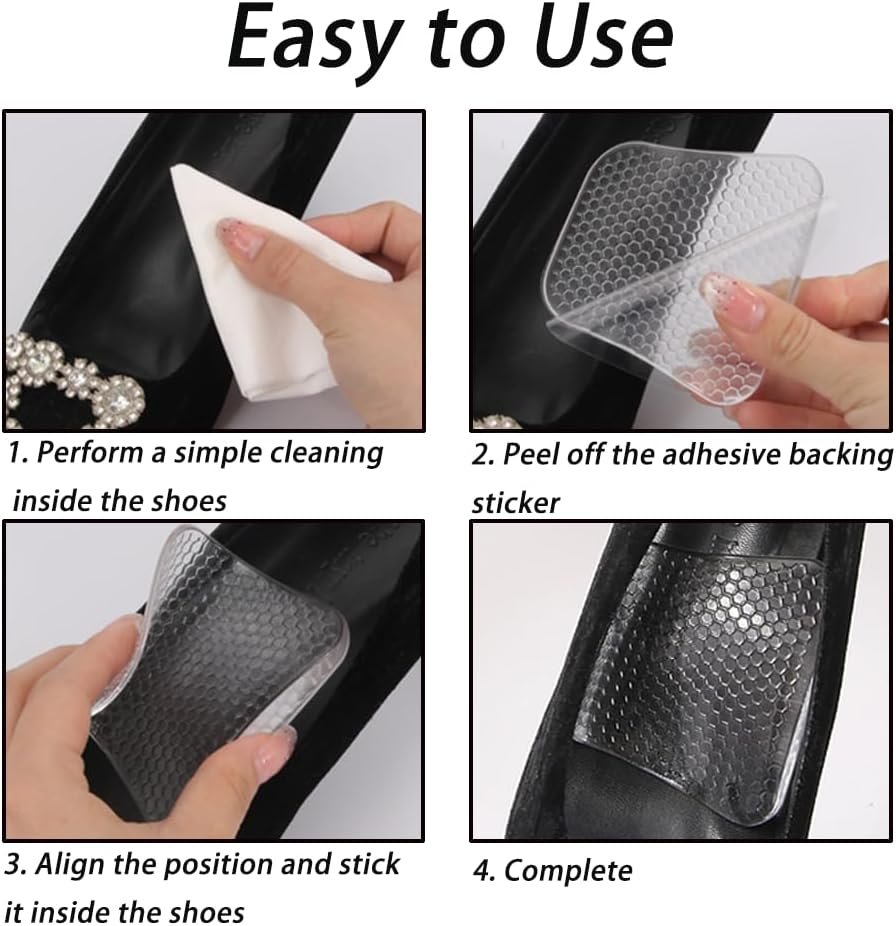 Arch Support Cushion Pads, 2 Pairs, Non-Slip Gel, Clear, Honeycomb Massage Design