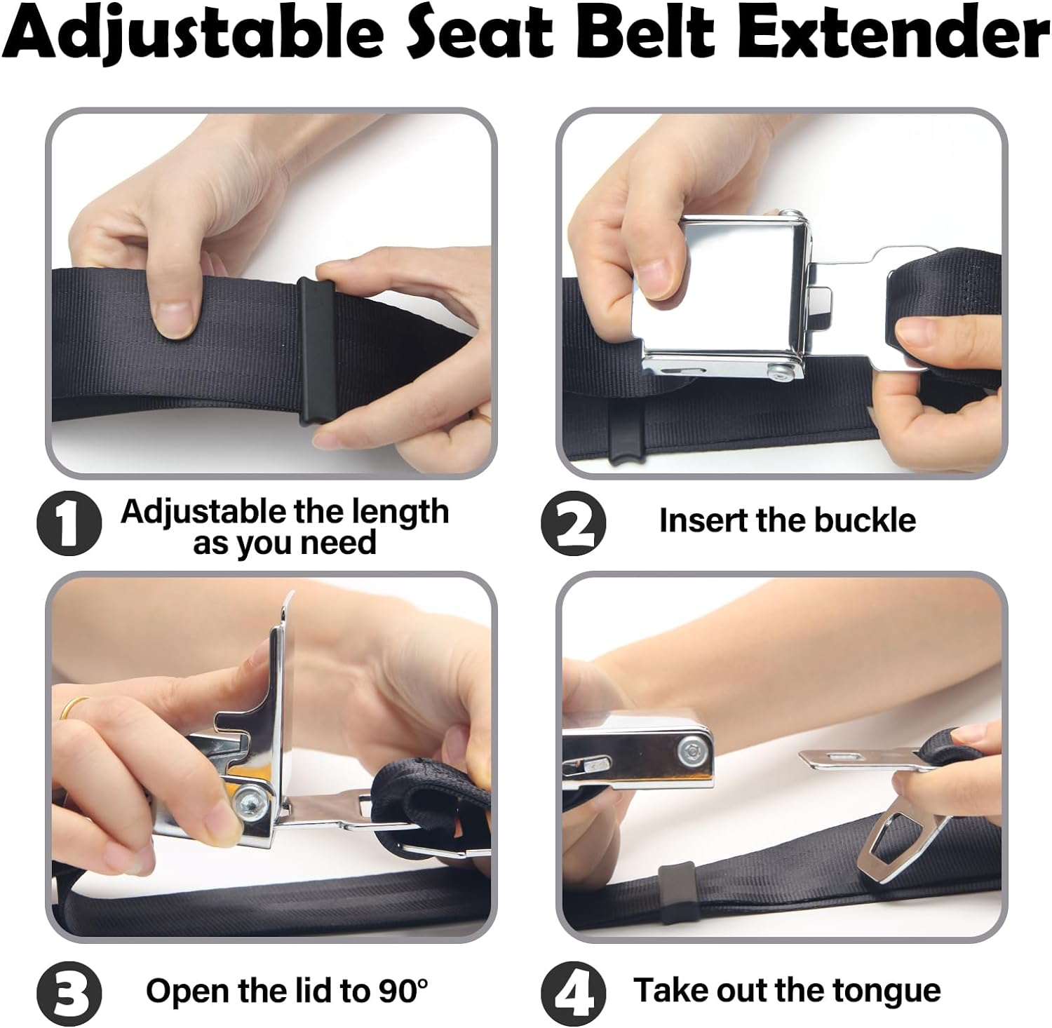 2 in 1 Airplane Seat Belt Extender, Coolrunner Adjustable 7-32" Airplane Seatbelt Extender - FITS ALL Airlines - Free Carrying Case image number 3