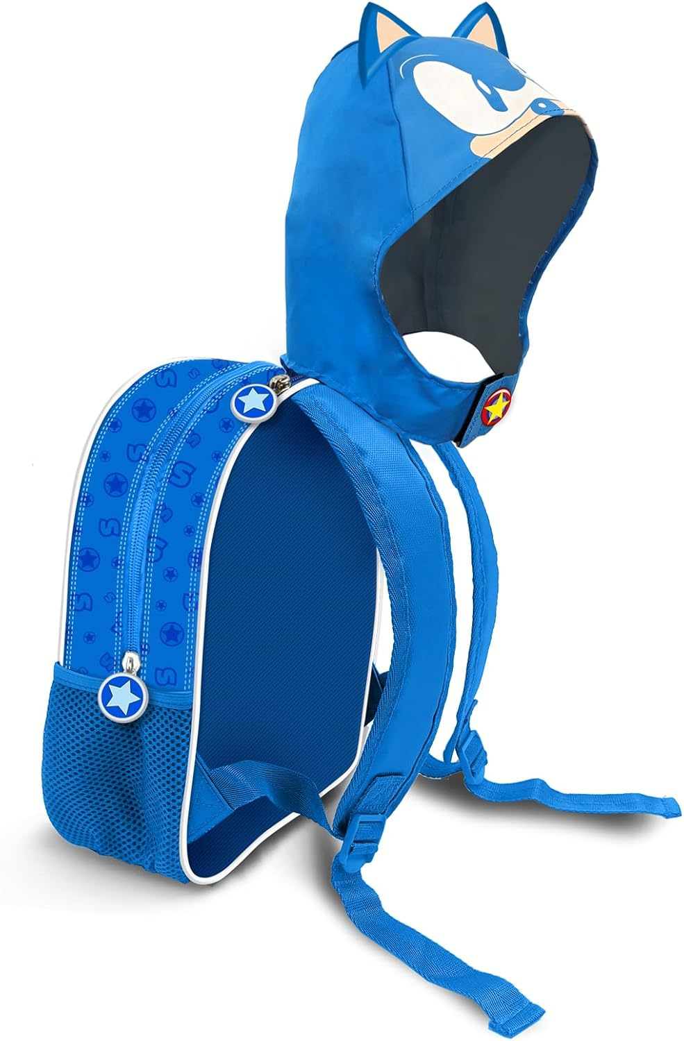 Sega-Sonic Classic-Hooded Backpack, Blue, 26 X 31 Cm, Capacity 8.5 L, Blue, One Size, Hooded Backpack Classic