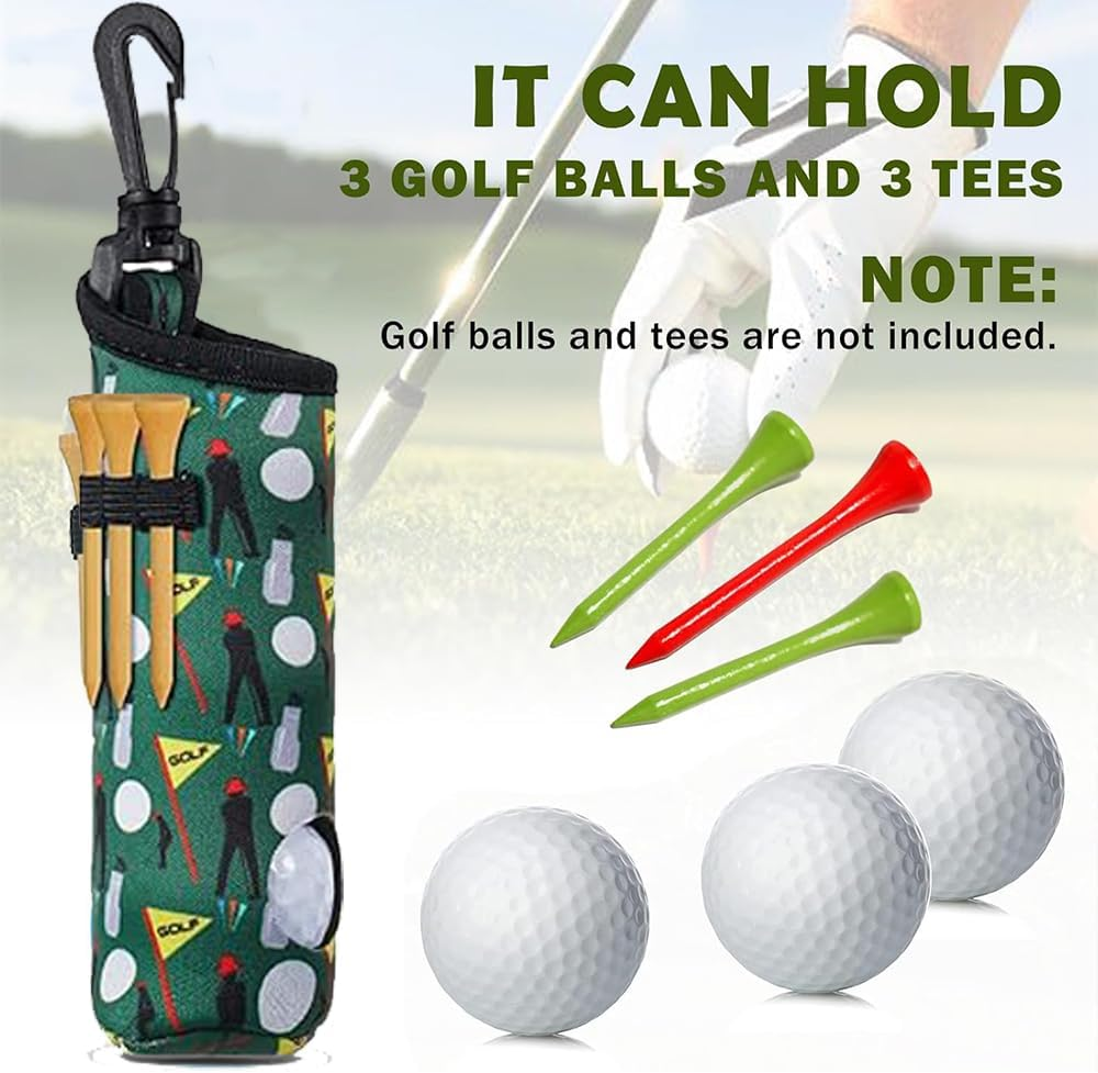 4 Pieces Golf Ball Tee Holder Neoprene Pouch Golf Ball Carry Bag Multicolor Portable Accessories for Man Woman.