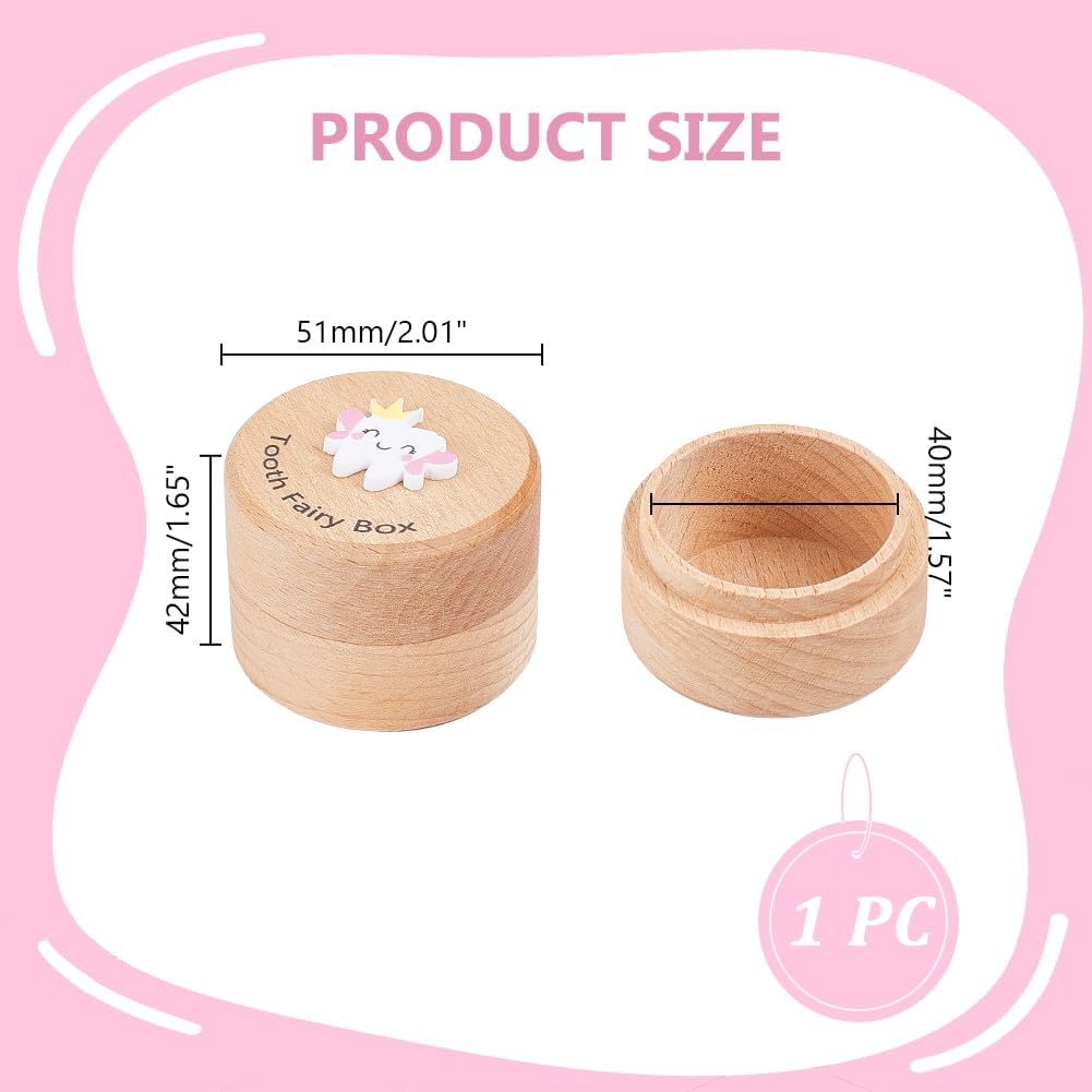 1Pc Wooden Teeth Keepsake Organizer Boxes Wood Tooth Storage Box with White Tooth with Wing Pattern Memory Box for Parents Teeth Collection