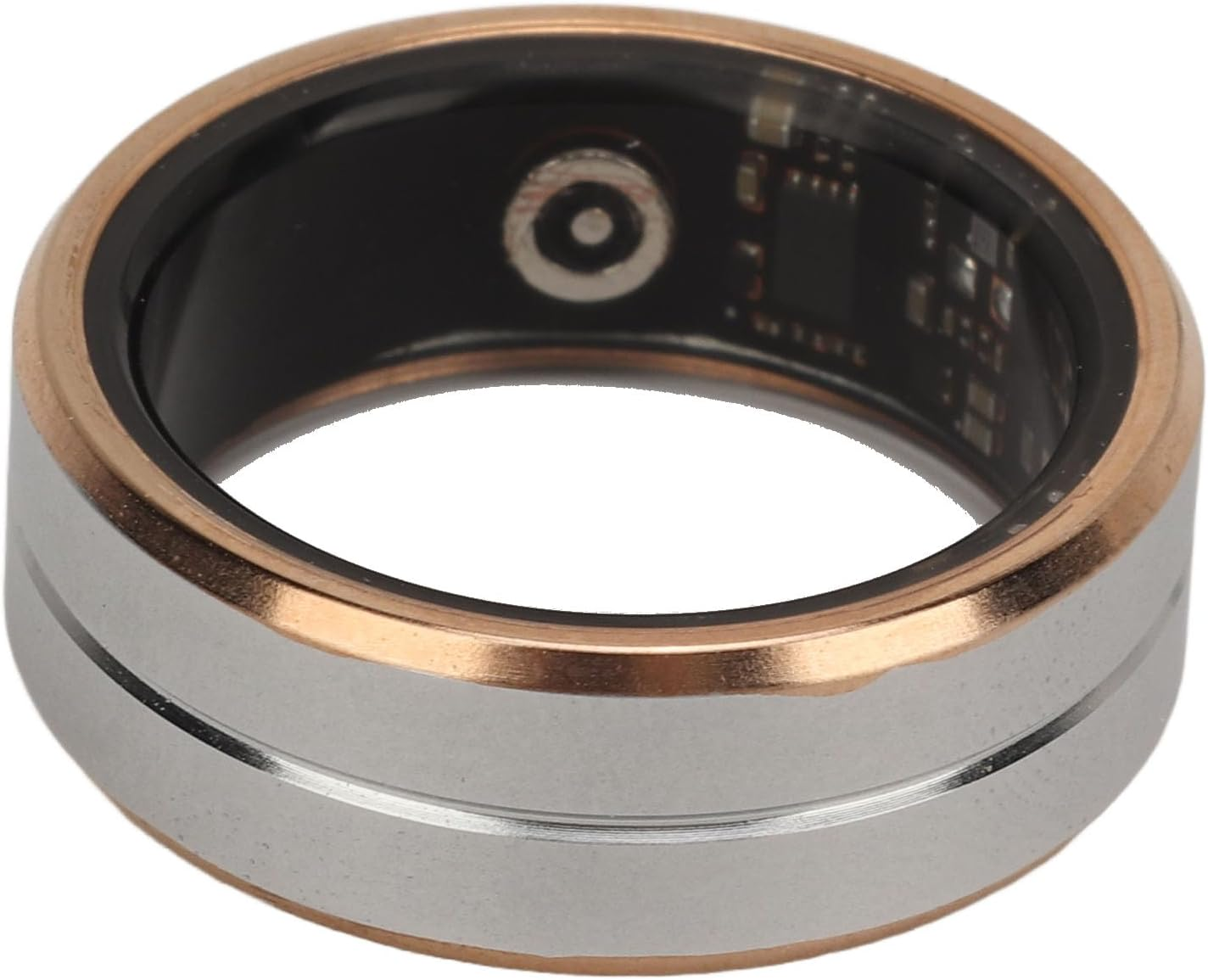 Denash Smart Ring Health Tracker,Ceramic Stainless Steel Pressure Heart Rate Monitor Fitness Ring,Camera Control Sleep Tracking Wearable Compatible with Ios & Android (Size 8) image number 1