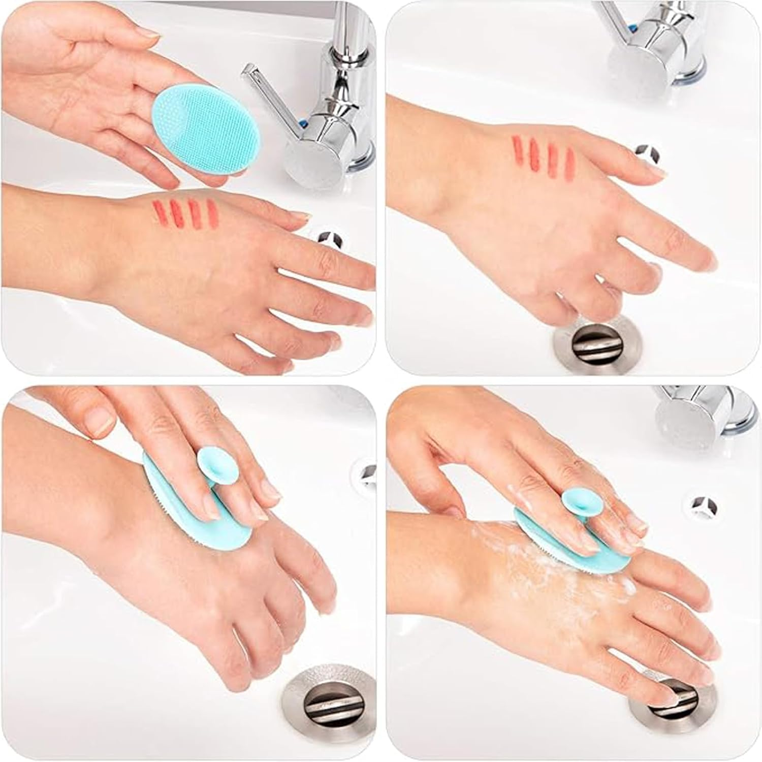 Suytvenxau 4 Pack Face Scrubber, Soft Silicone Facial Cleansing Brush, Gentle Exfoliator and Cradle Cap Brush, Anti-Slip Silicone Face Scrubber for Deep Cleaning and Blackhead Removal image number 3