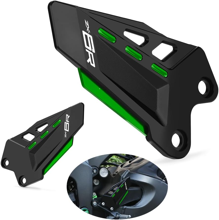 Motorcycle Foot Peg Footrest Protector Compatible with K.Awasaki Ninja ZX6R 2025 2024 2023 2022 2021 2020 2019 | Rear Heel Plates Guard ZX-6R ZX636 Ninja636 Accessories (Green)