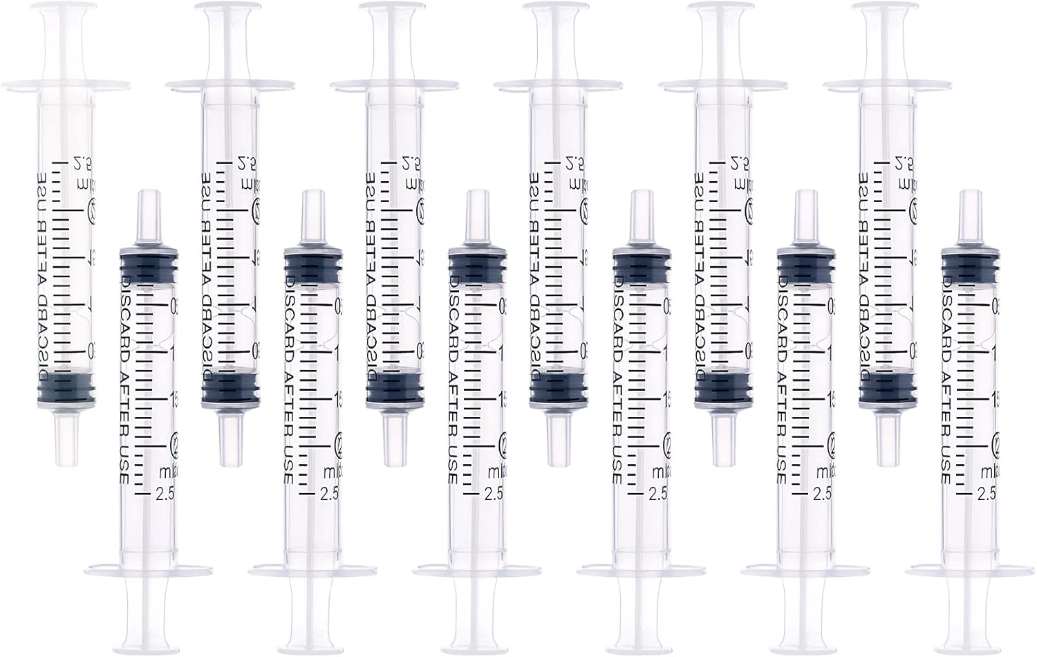 LUTER 12 Pieces 2Ml Plastic Syringes, No Needle Plastic Syringe with Measurement for Scientific Experiment Dosing Fluids Measuring Pets Feeding image number 3