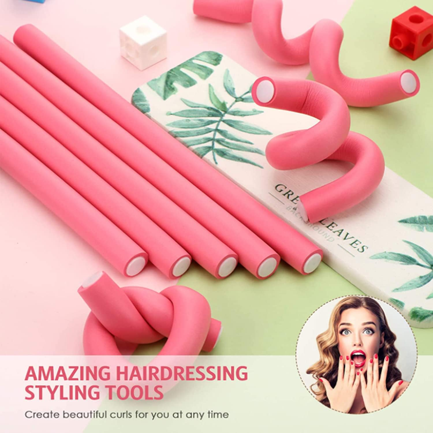 Paifeancodill 10 Pcs Flexible Curling Rods, Hair Rollers Twist-Flex Curlers with Soft Foam, 9.4&rdquo; Heatless Curls Rods, No Hurt the Hair Fluffy Foam Curling Iron Curlers for Short, Medium and Long Hair image number 1