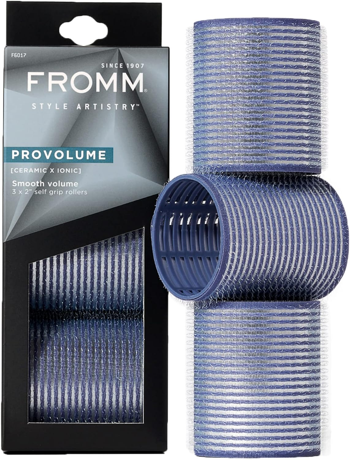 Fromm Provolume 1.75" Self-Grip Ceramic Ionic Thermal Hair Rollers, 3 Count Large Salon Quality Hair Curlers for Medium and Long Hair, Blowouts, Curtain Bangs