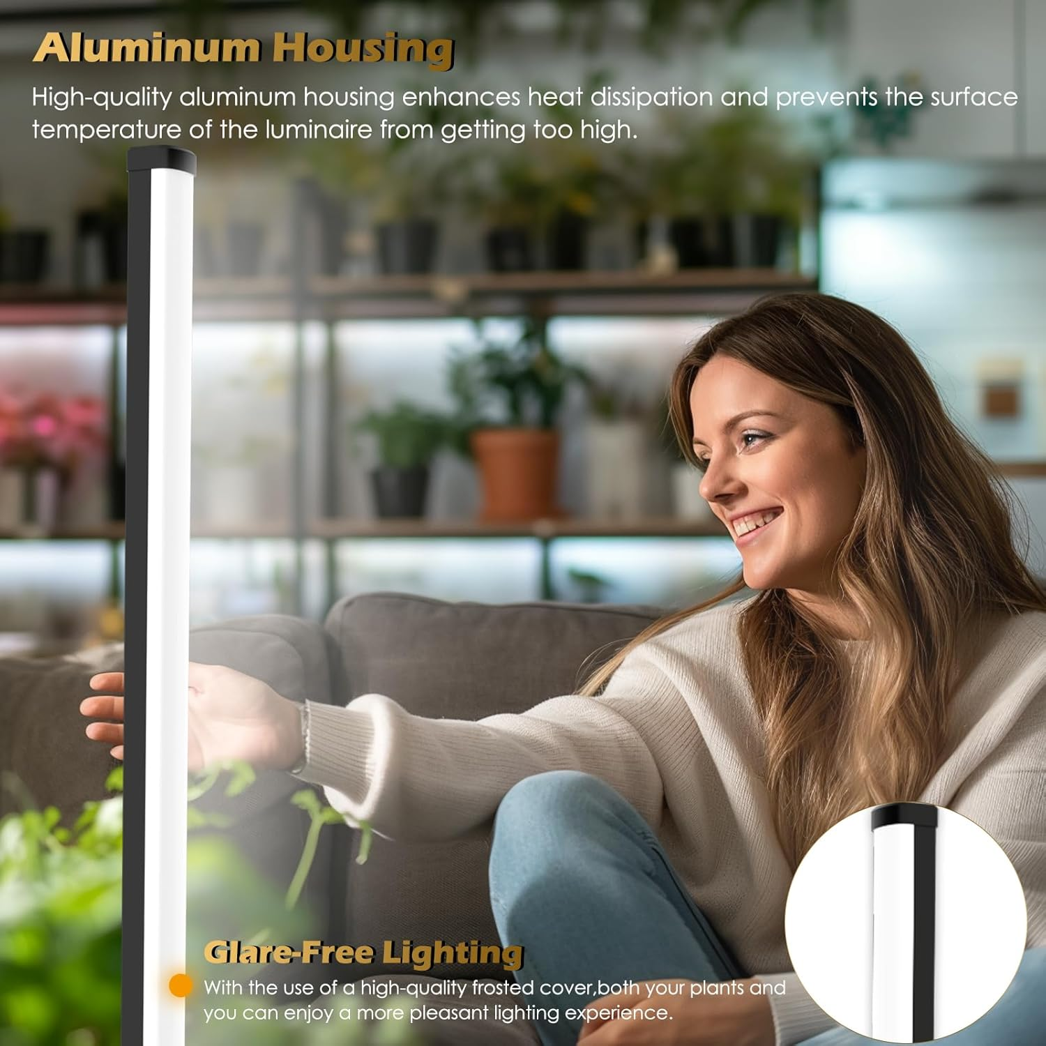 GLOWRIUM Standing Grow Light with Auto-Timer, 36W Vertical Grow Lights for Indoor Plants,3 Light Modes,268 Leds Detachable Full Spectrum Plant Lights for Wide Area Coverage in Indoor Plants (60 In) image number 1