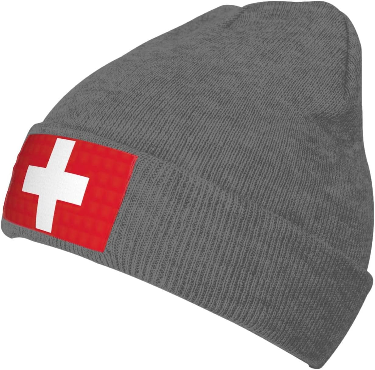 DRTGEDS Swiss Flag Winter Beanie for Men Women,Warm Lined Beanie Soft Warm Knit Hat Cuffed Cap for Cold Weather