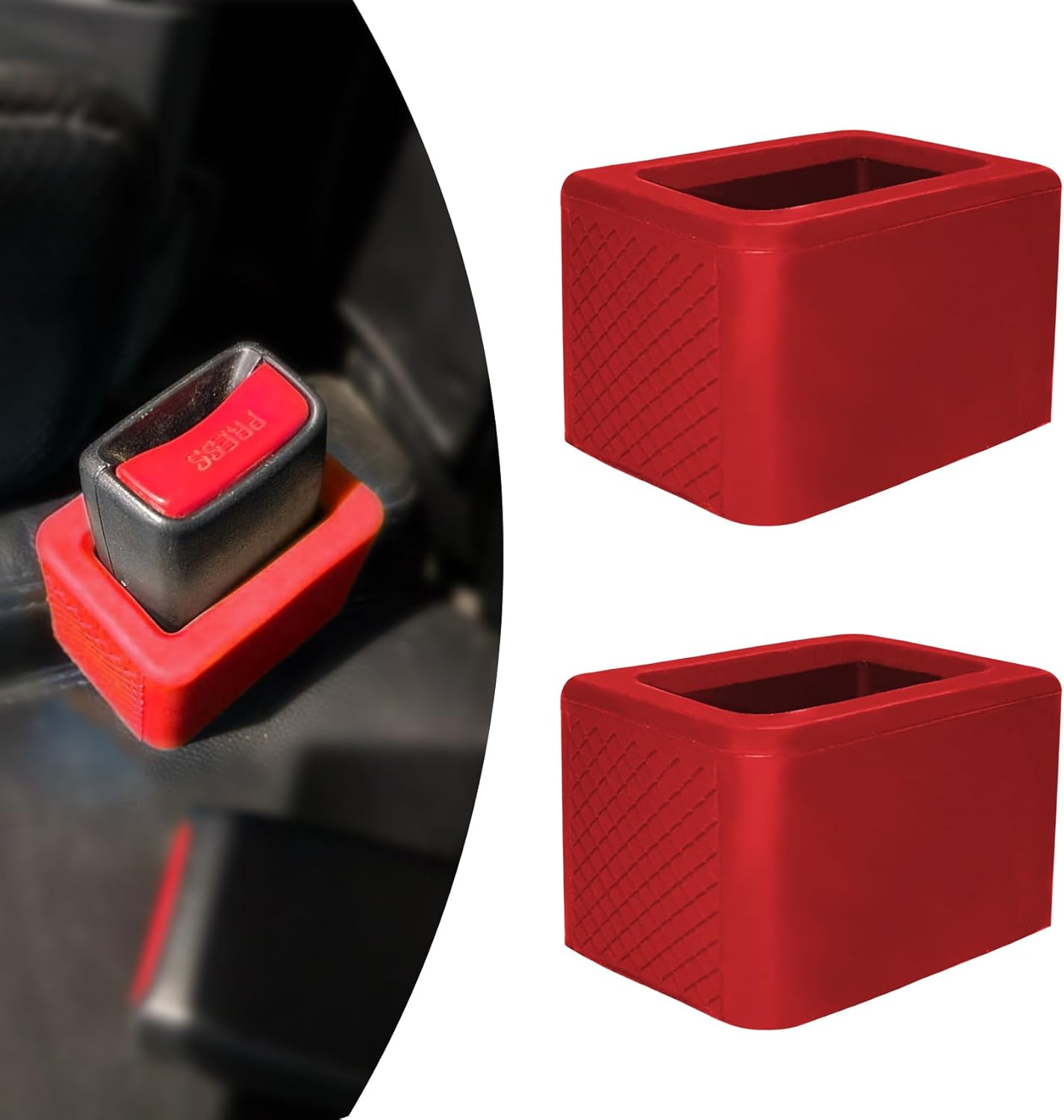 NTNEV 2PCS Seat Belt Buckle Holder, Silicone Seat Belt Buckle Booster, Keep the Seat Belt Buckle Upright and Stable, Raises Seat Belt Buckle for Easy Access, Car Accessories (Black)