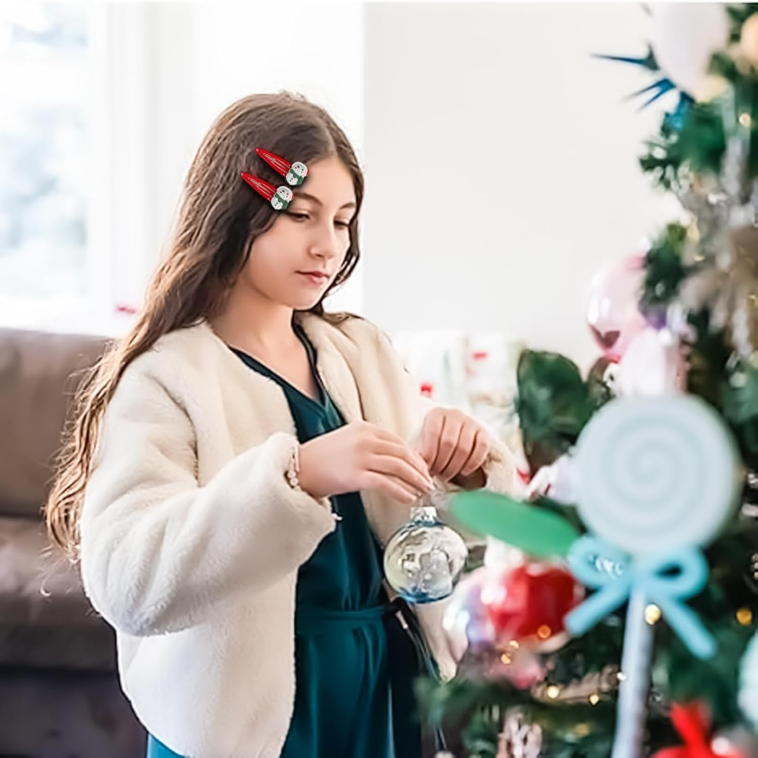 Pack of 10 Hair Clips Children'S Christmas, Reindeer Clips, Christmas Decoration Hair Pins, Christmas Gifts Hair Clips for Children Girls Women Christmas Girls Hair Pins Set image number 1