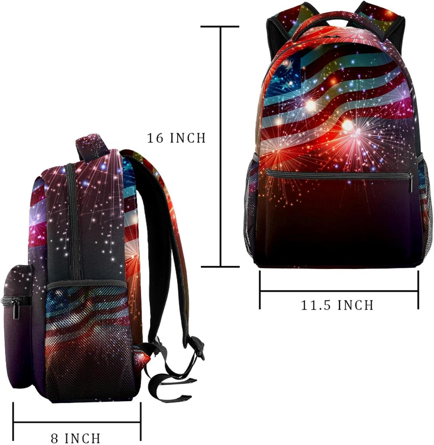 Fireworks Background for Th of July Independense Day Backpack Students Shoulder Bags Travel Bag College School Tote Backpacks