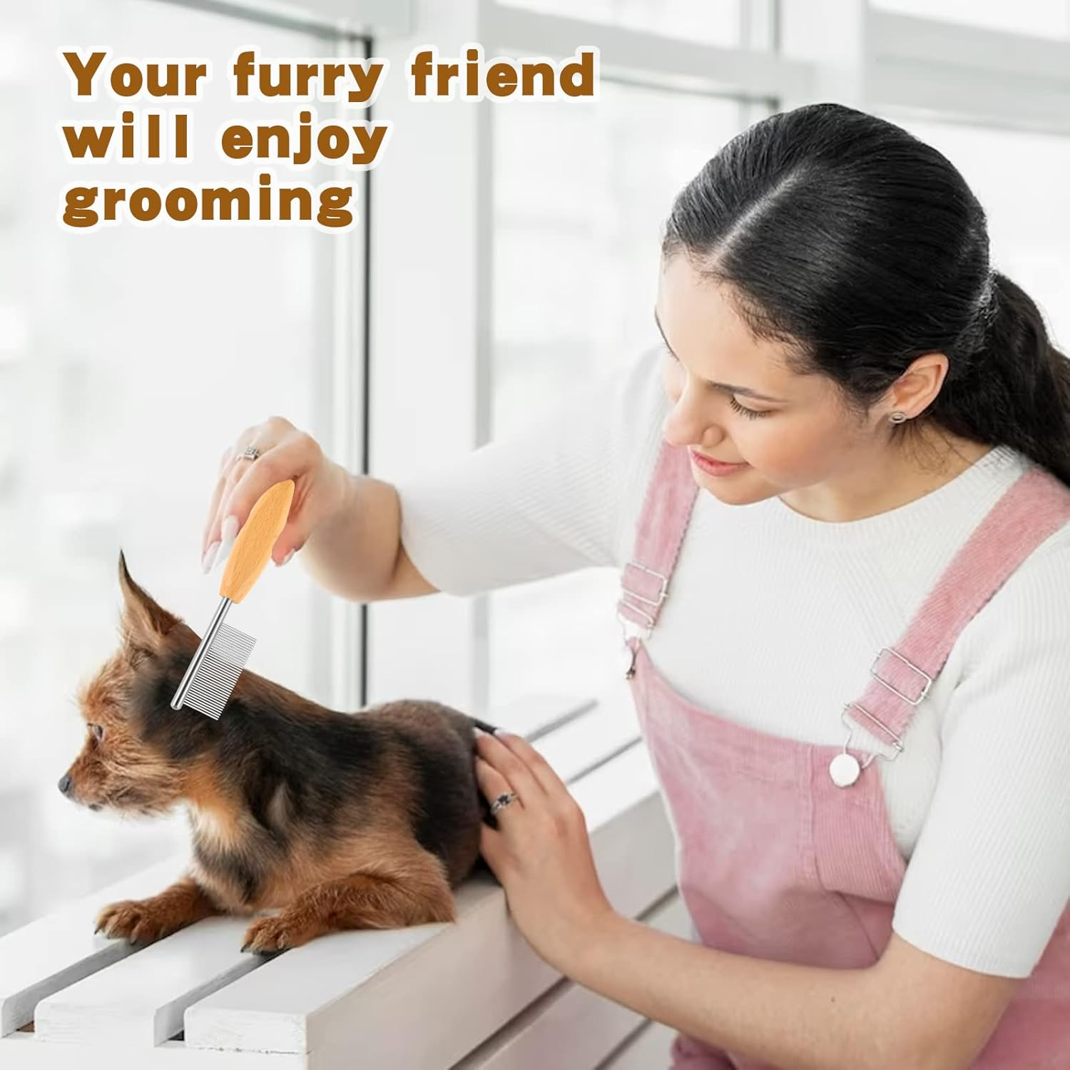 DLUGOPIS 4 in Pet Face and Finishing Comb for Dogs Small Faces Metal Pocket Comb Perfect for Matted Fur Knots Tangles image number 4