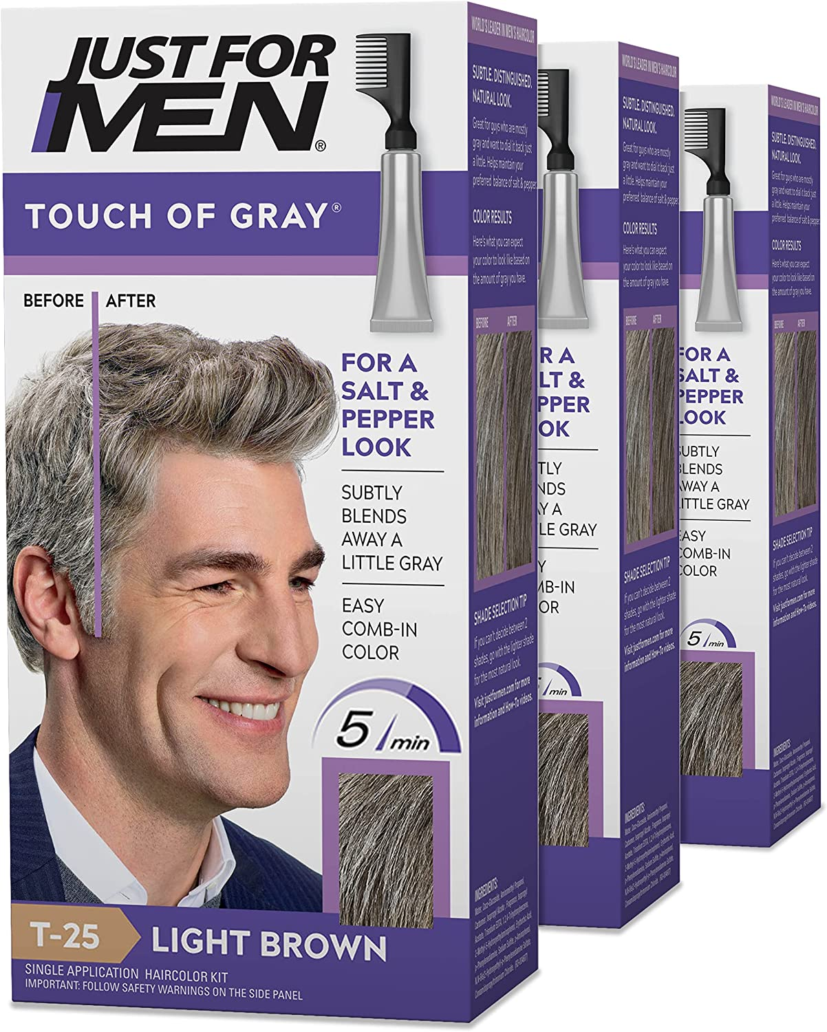JUST for MEN Touch of Gray Haircolor T-35 Medium Brown, 1 Each (Pack of 3)