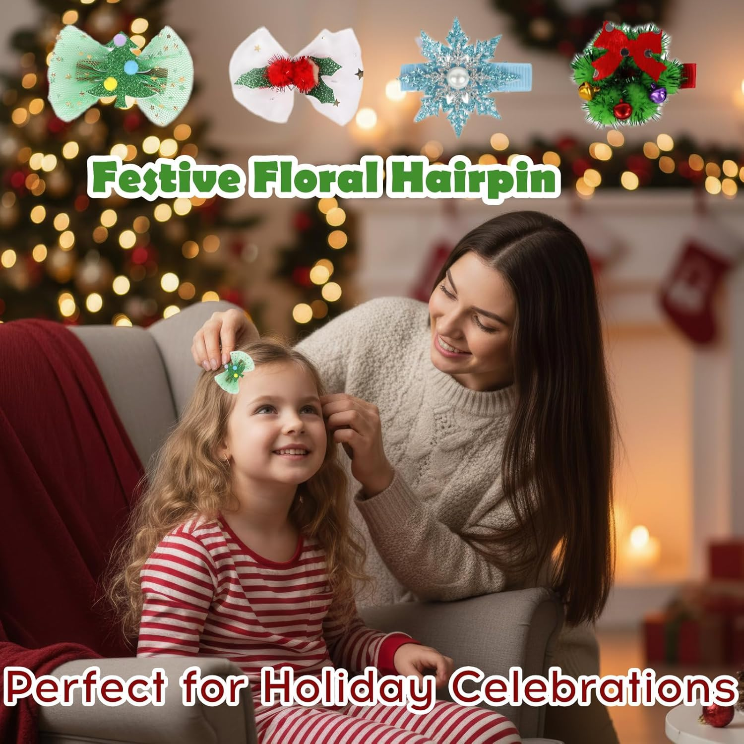 RTRTGS Pack of 4 Christmas Hair Accessories, Reindeer Antlers Hair Clips, Stylish Hair Clips, Women for Christmas and Festive Occasions image number 1