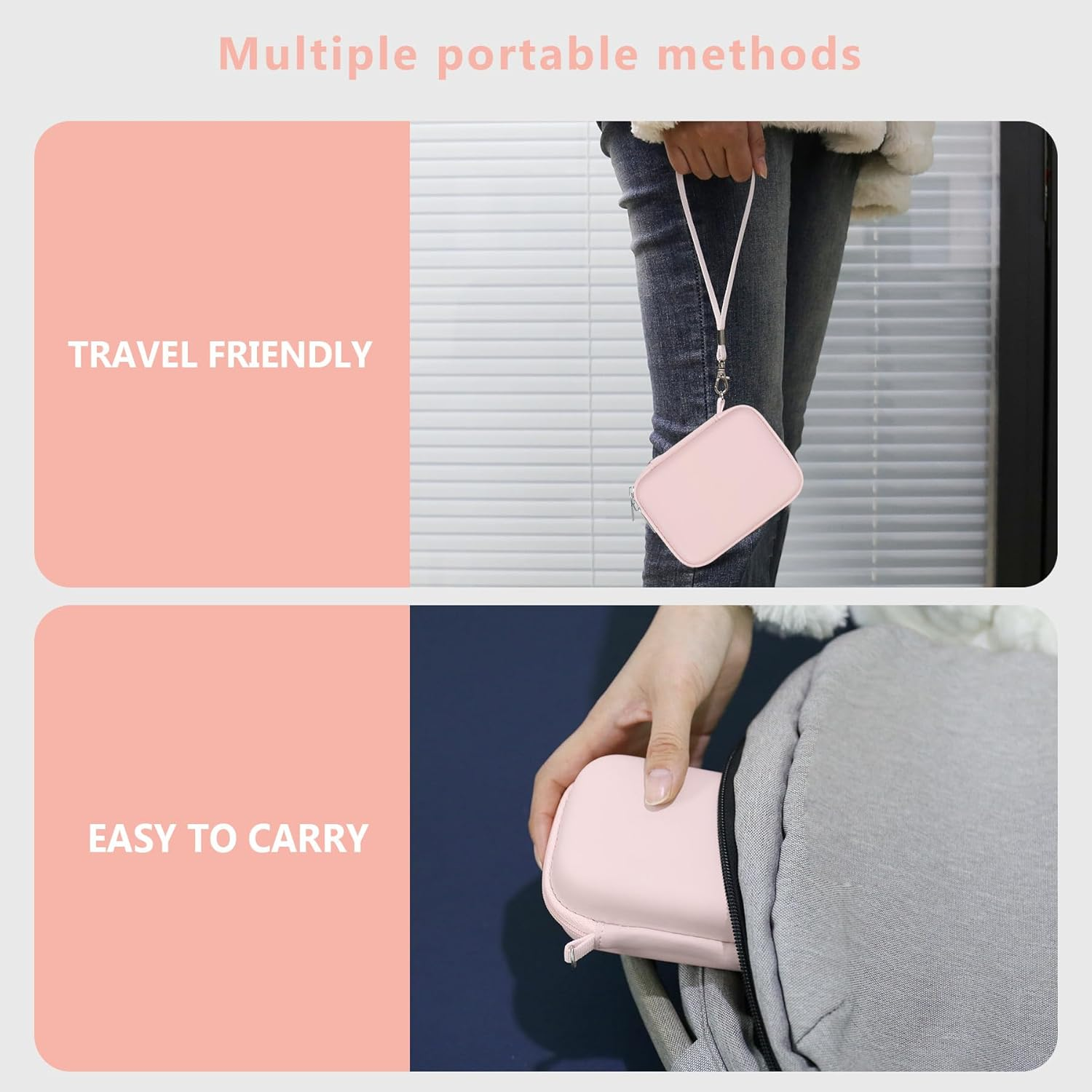 Supmay Digital Camera Case Compatible with Kodak PIXPRO FZ55 FZ45 Friendly Zoom Digital Camera, Vlogging Camera Storage Holder Travel Bag with Mesh Pocket for Battery, USB Cable, SD Card, Pink - Black image number 5