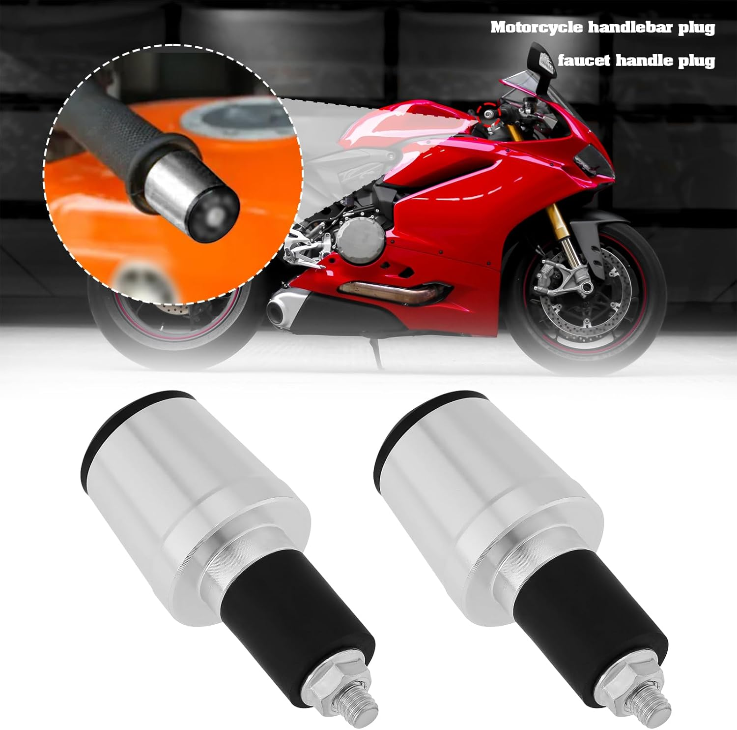 LT Easiyl 1 Pair Motorcycle Handlebar End Plug 7/8 Inch 22Mm Motorcycle Handlebar Ends Handlebar Grips Bar End Plugs for Motorbike Dirt Bike Scooters image number 3