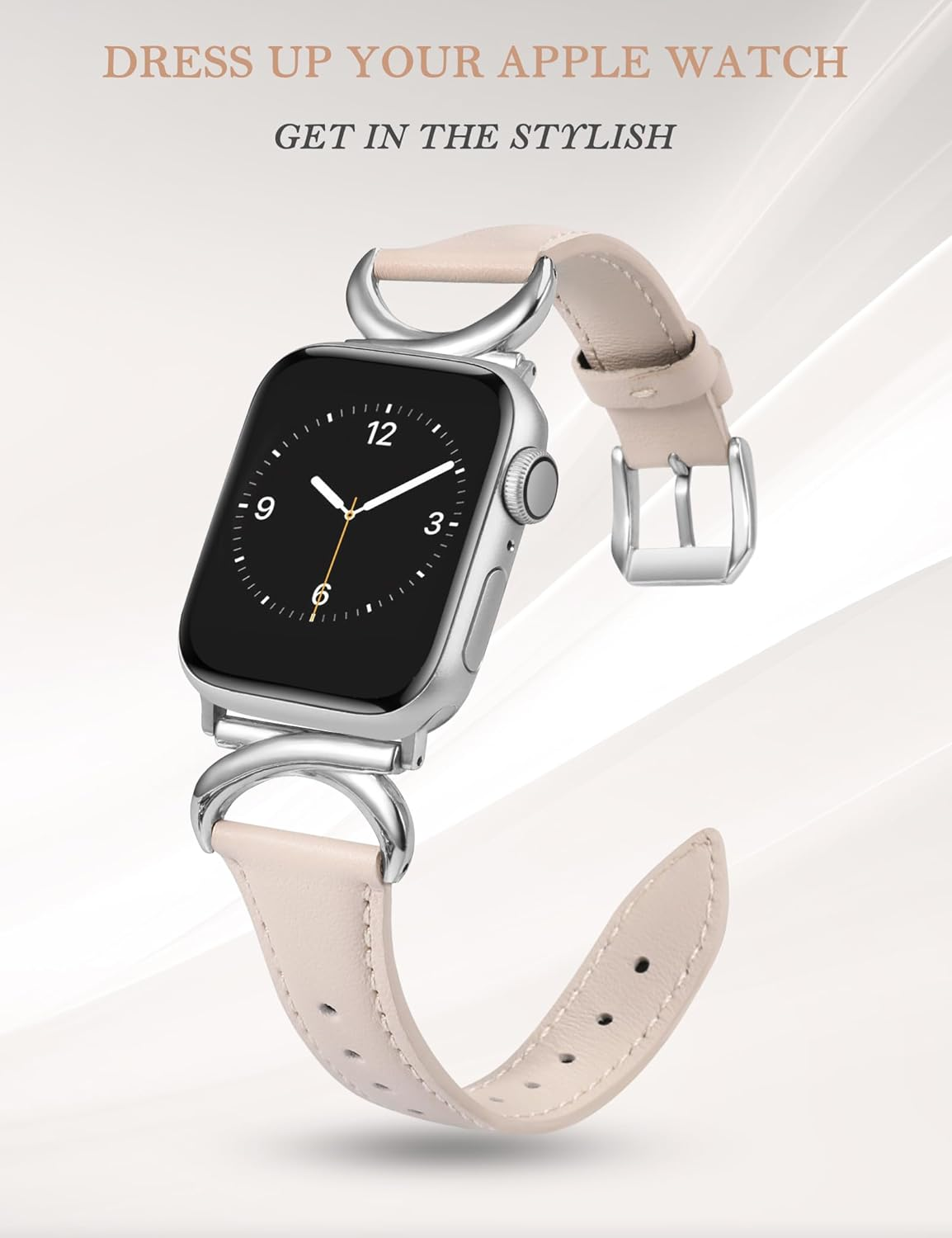TOYOUTHS Compatible with Apple Watch Band 38/40/41/42/44/45/46/49Mm Women, Dressy C-Shaped Metal Buckle Leather Strap for Iwatch Band Series 11/10/9/8/7/6/5/4 Ultra SE 3/2/1