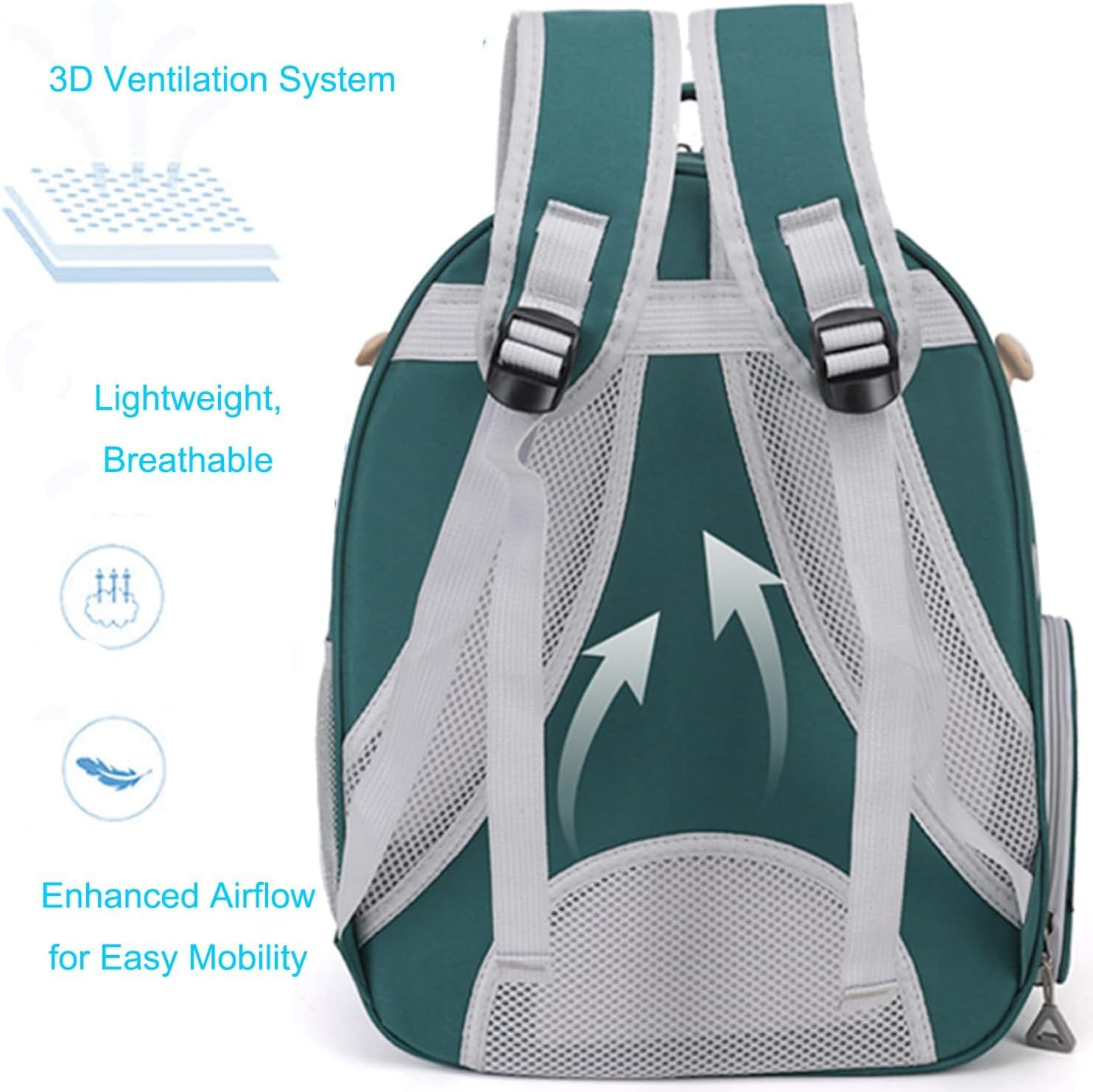 Bird Traval Carrier Cage, Multi Vent Holes Clear Space Capsule Astronaut Backpack to Carry Parakeet Cockatiel Parrot with Metal Tray Wood Perch, Vet Transport Book Bag (Green)