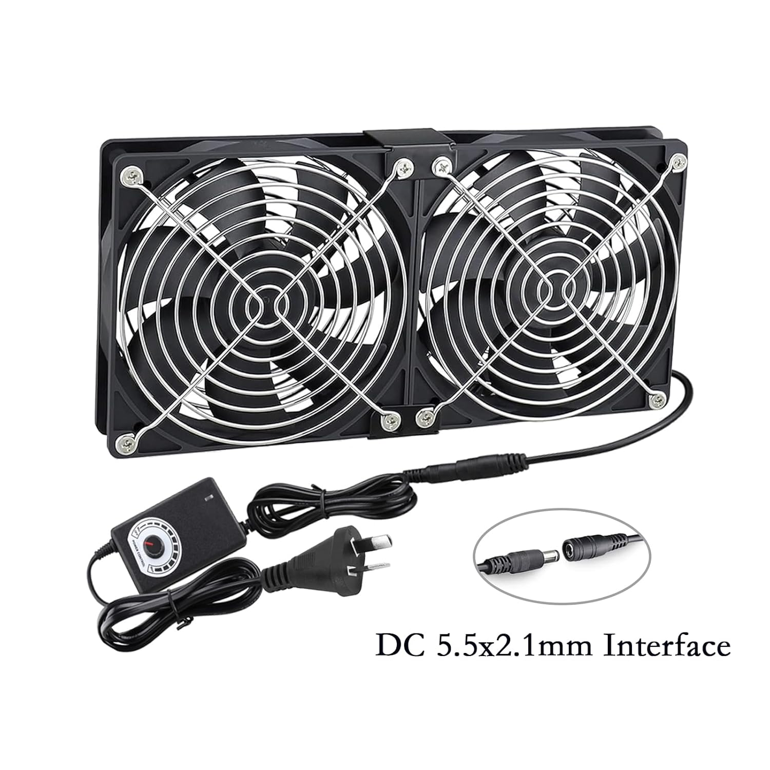 Ronyaoko Big Airflow Dual 120Mm Fans 2 X 12Cm 240Mm Computer Fan,Cabinet Chassis Cooling Fan,Ac 100V to 240V Speed Control,For Server Workstation Greenhouse Receiver Playstation Ventilation Cooling image number 5