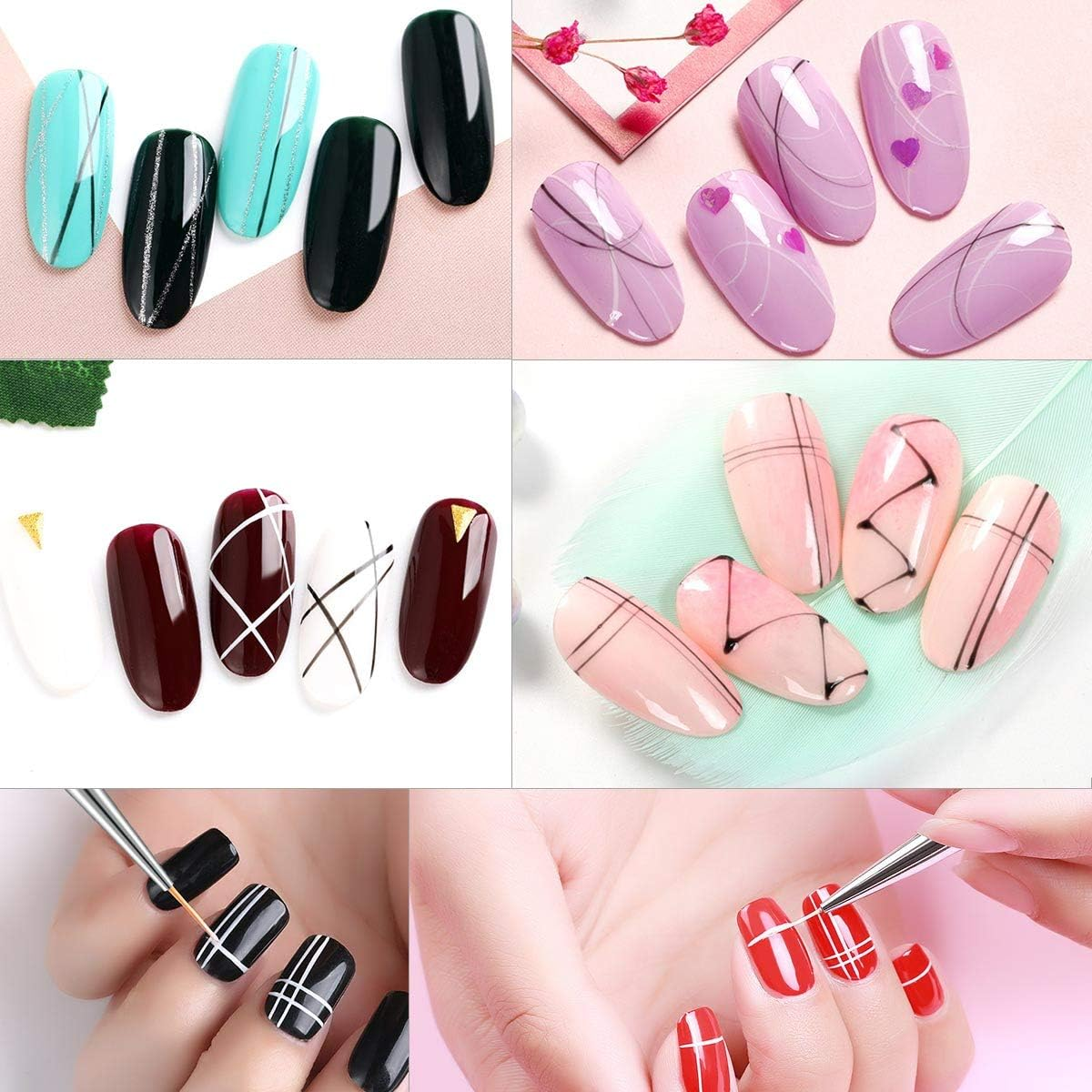 Tbestmax Professional Fine Nail Art Liner Brush UV Gel Painting Acrylic Nail Brushes Striping Brushes for Short Strokes, Details, Blending, Elongated Lines 3 Pcs image number 2