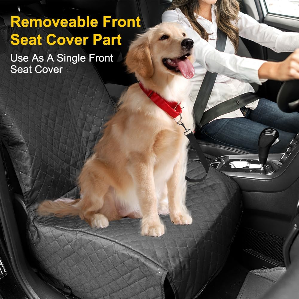 Vailge 6 in 1 Dog Car Seat Cover for Back Seat, 60/40 Split 100% Waterproof Dog Car Seat Covers with Mesh Window, Scratch Prevent Antinslip Dog Car Hammock, Standard