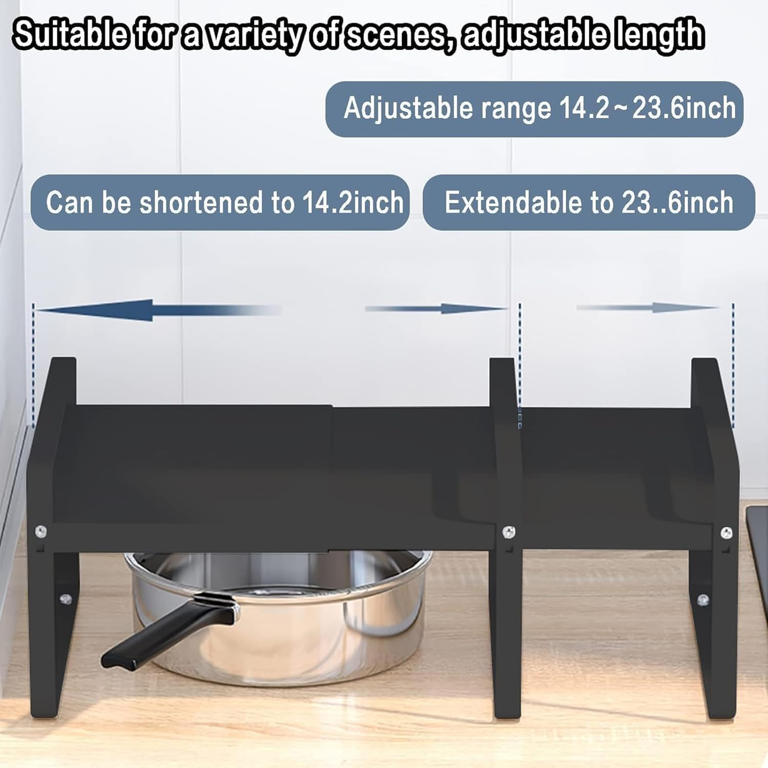 HCHANGEN Kitchen Cabinet Organiser Shelf, Metal Storage Rack for Kitchen, Bathroom, Countertop (Black) image number 5