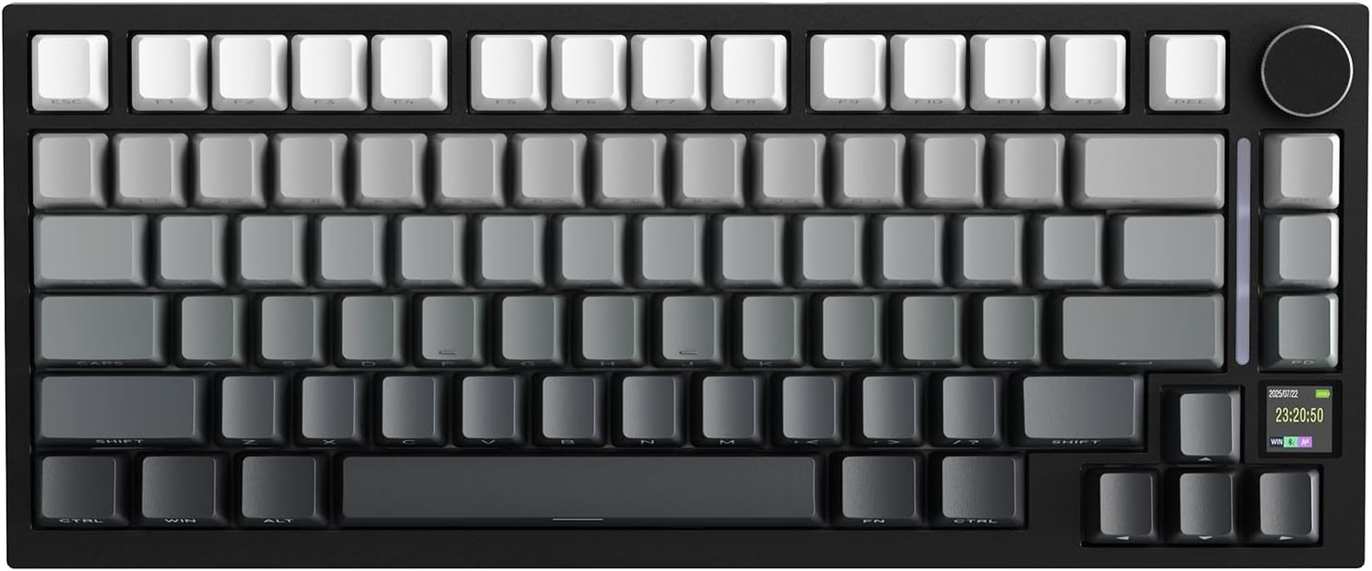 ATTACK SHARK X820 Ultra Wireless Gaming Mechanical Keyboard with TFT Smart Display&Knob,75% Hot Swappable Custom Gasket-Mounted Keyboard,Tri-Mode(Wire/2.4Ghz/Bt)-Starlight White&Gift Switch