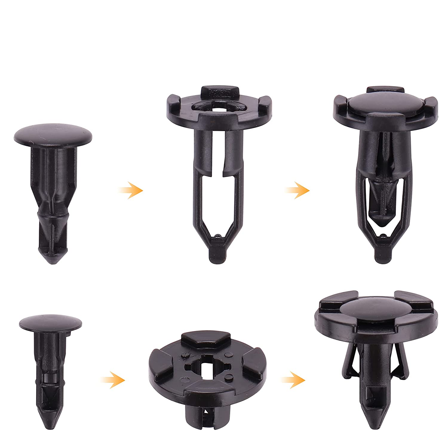 Kinstecks 300PCS 6 Sizes Fender Clips Nylon Bumper Fender Trim Panel Clips Fastener Rivet Retainer Clips for GM Ford Toyota Honda Chrysler Nissan Infiniti Lexus Dodge image number 4