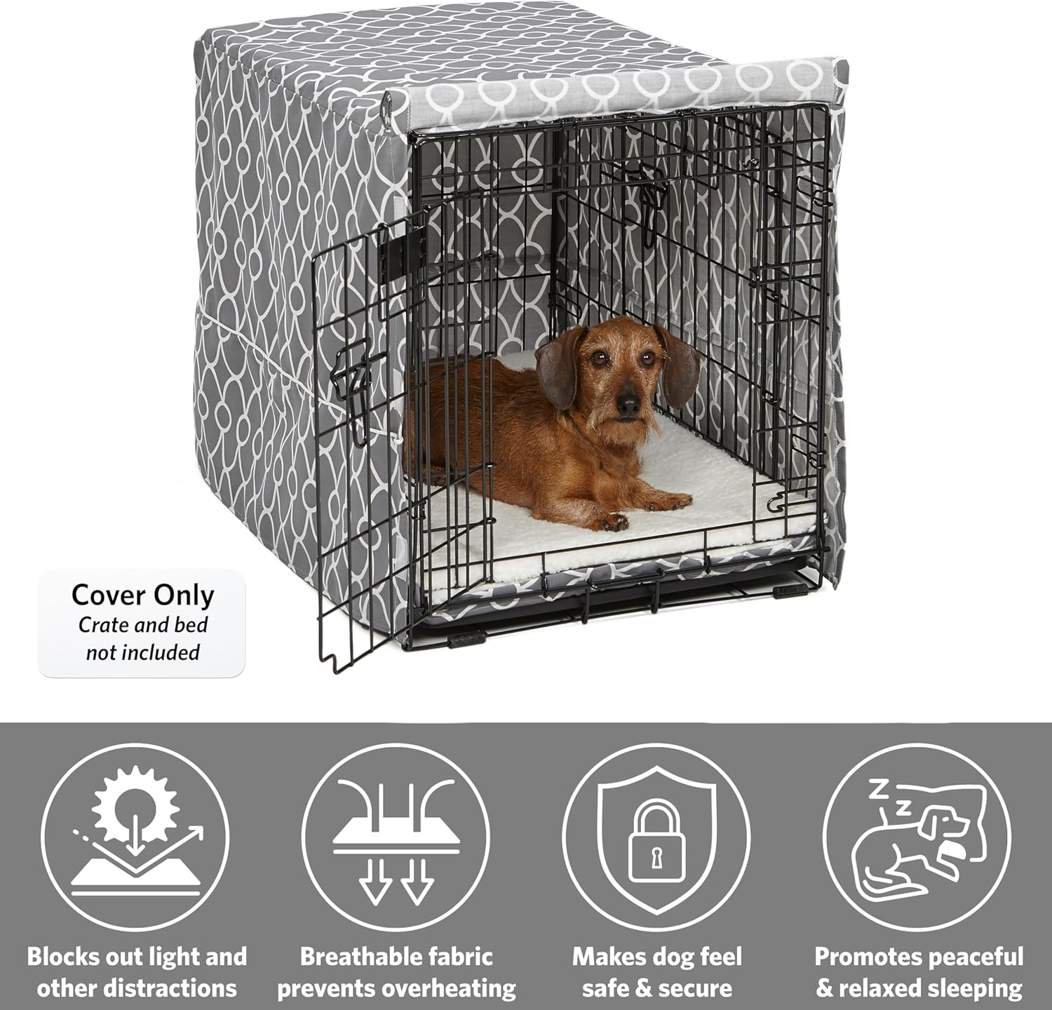 Midwest Homes for Pets Dog Crate Cover, Gray Geometric Pattern, 30-Inch image number 5